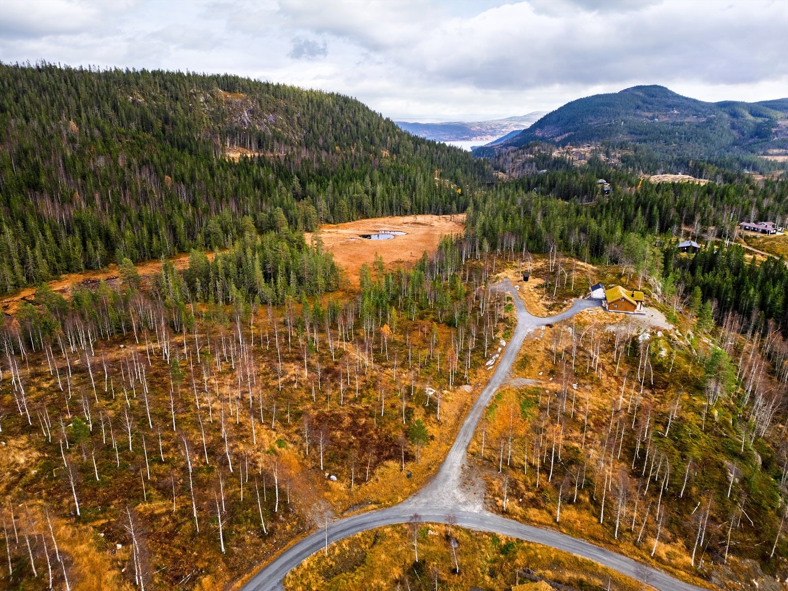 Tomten byr på gode utsiktsforhold over det omkringliggende landskapet. Galleribilde