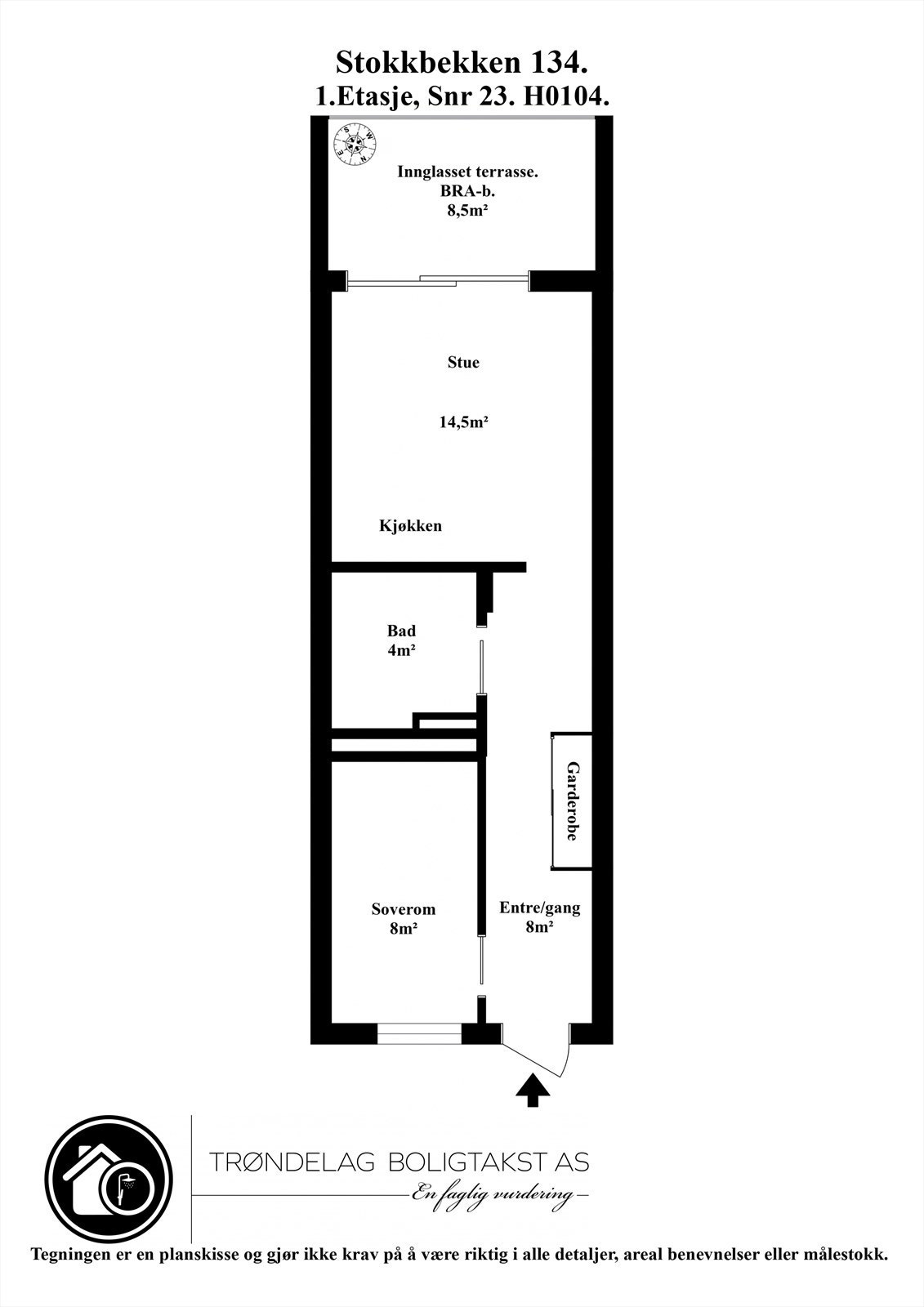 Planskisse for leiligheten i 1.etasje. Galleribilde