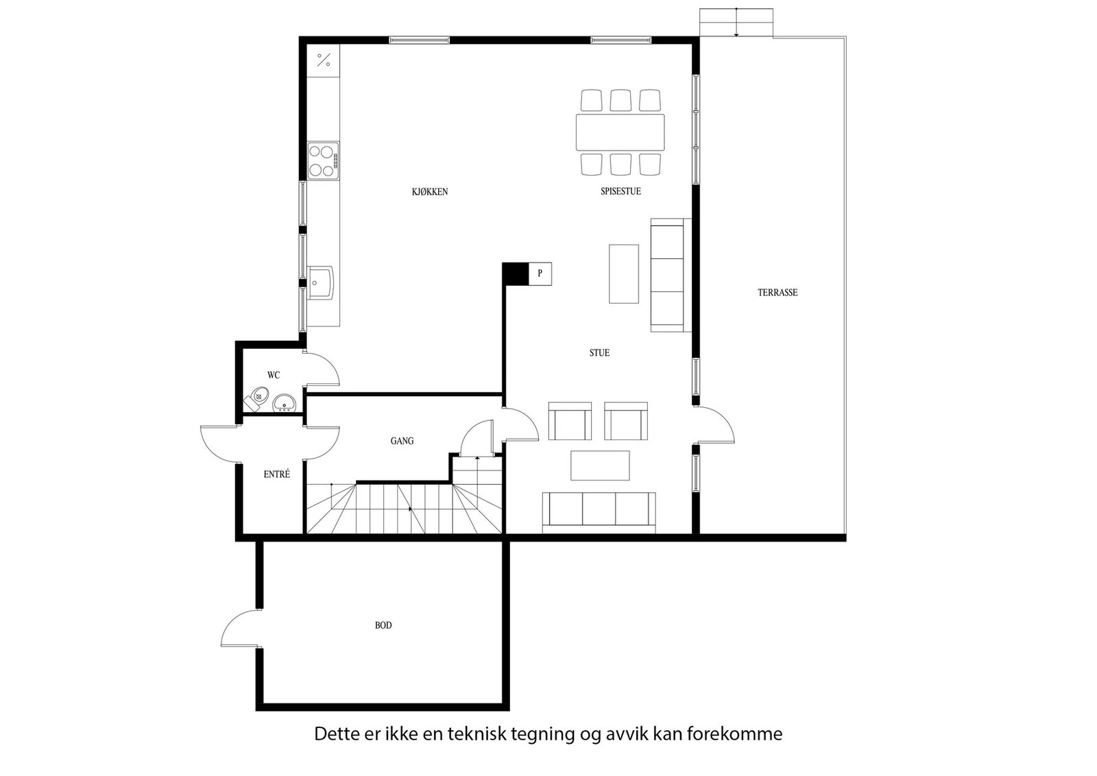 Planløsning for boligens hovedetasje Galleribilde