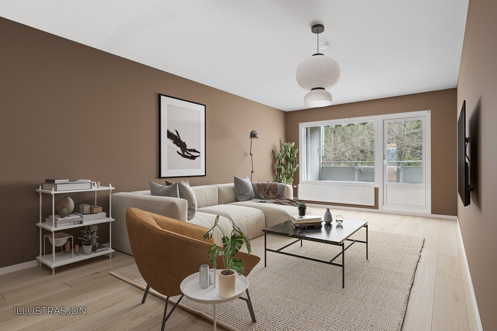 Stue (digitalt stylet/ oppusset - viser mulighetene ved oppussing) Galleribilde