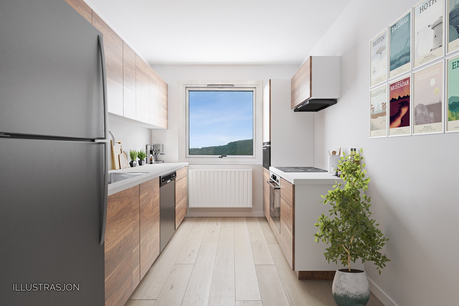 Kjøkken (digitalt stylet/ oppusset - viser mulighetene ved oppussing) Galleribilde