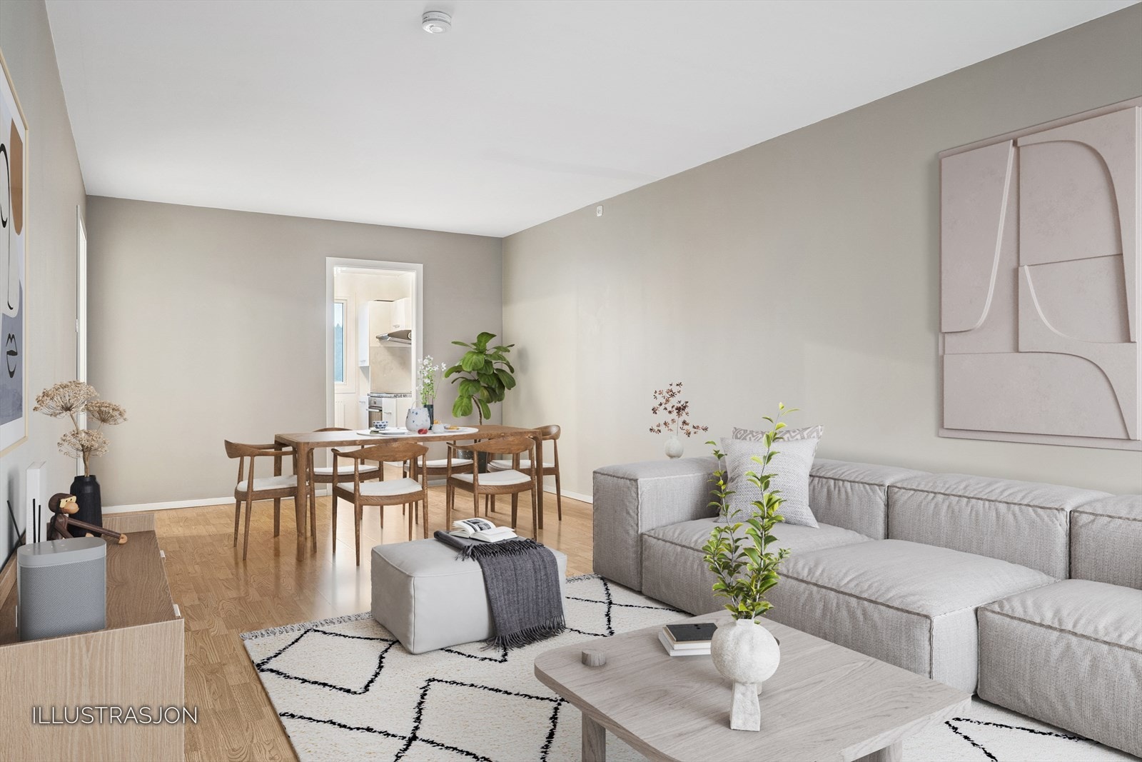 Stue (digitalt stylet/ oppusset - viser mulighetene ved oppussing) Galleribilde