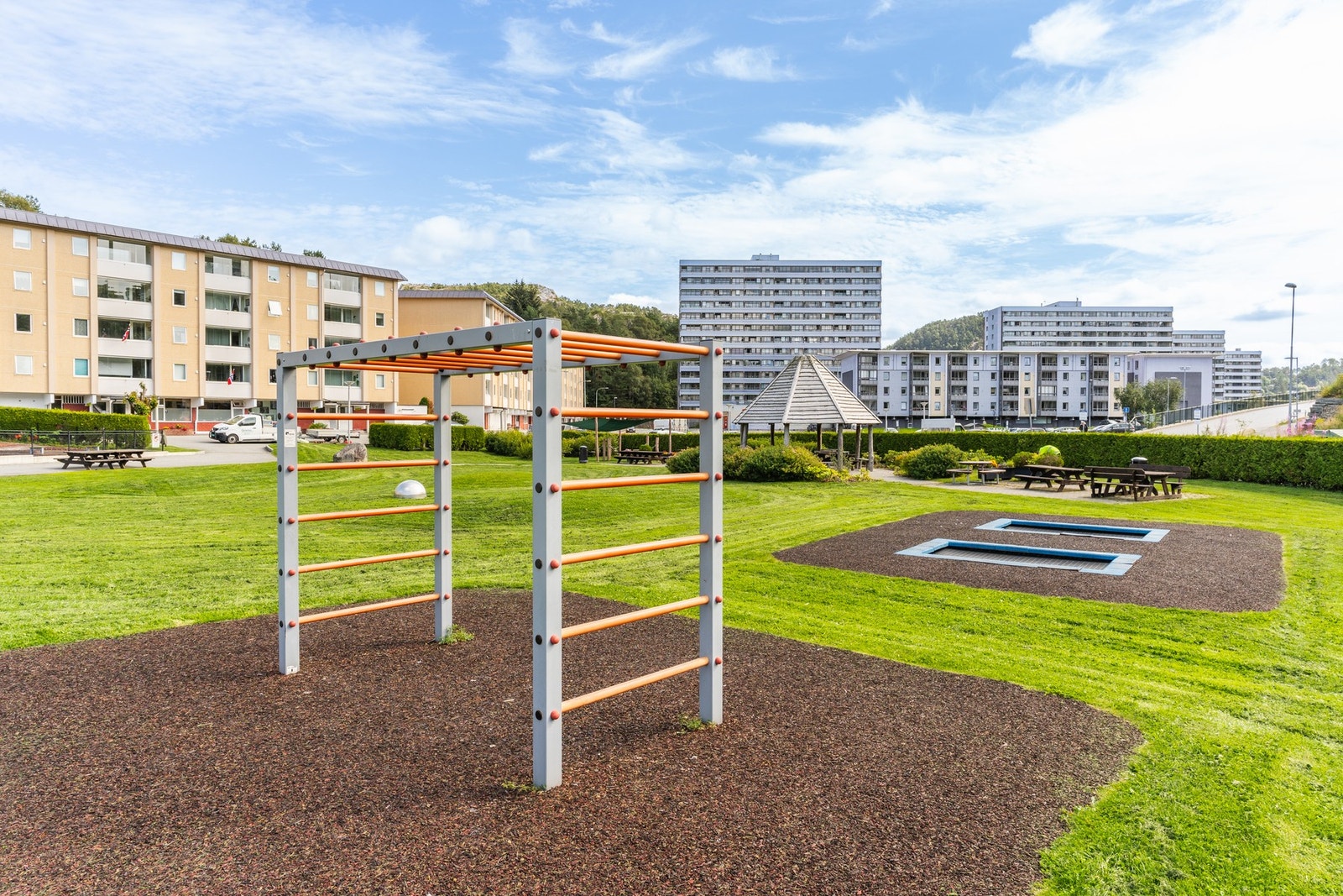 Borettslagets fellesområdet er flott opparbeidet. Galleribilde