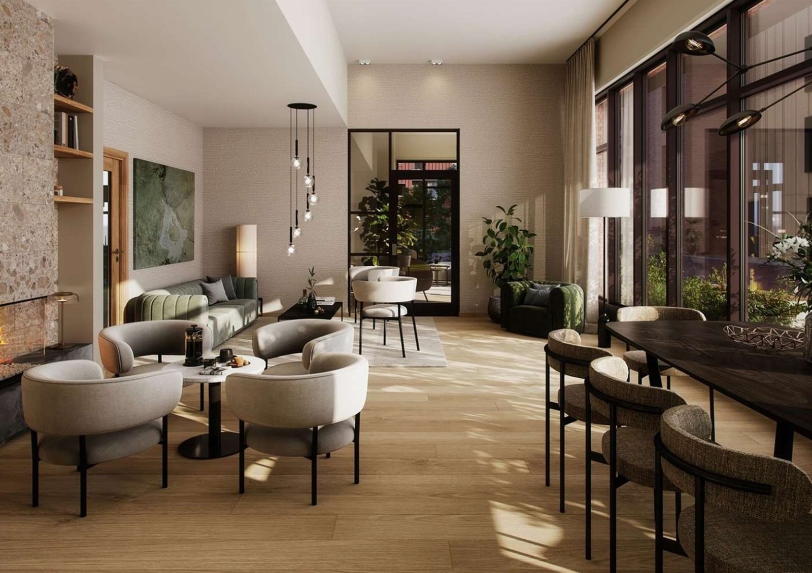 Illustrasjon | Plussbolig® med eksklusiv tilgang og bruksrett til det betjente Serviceområdet (lounge, møterom og selskapslokaler mm.). Avvik kan forekomme. Galleribilde