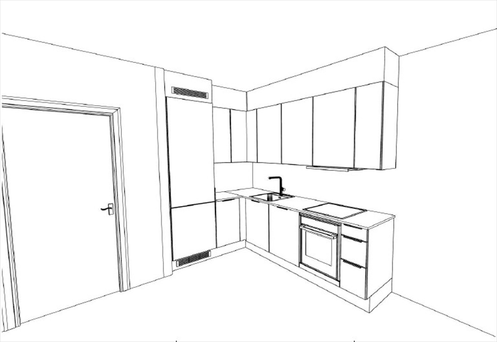 Illustrasjon kjøkkenleveranse. Leiligheten leveres med kjøkken fra HTH. Galleribilde