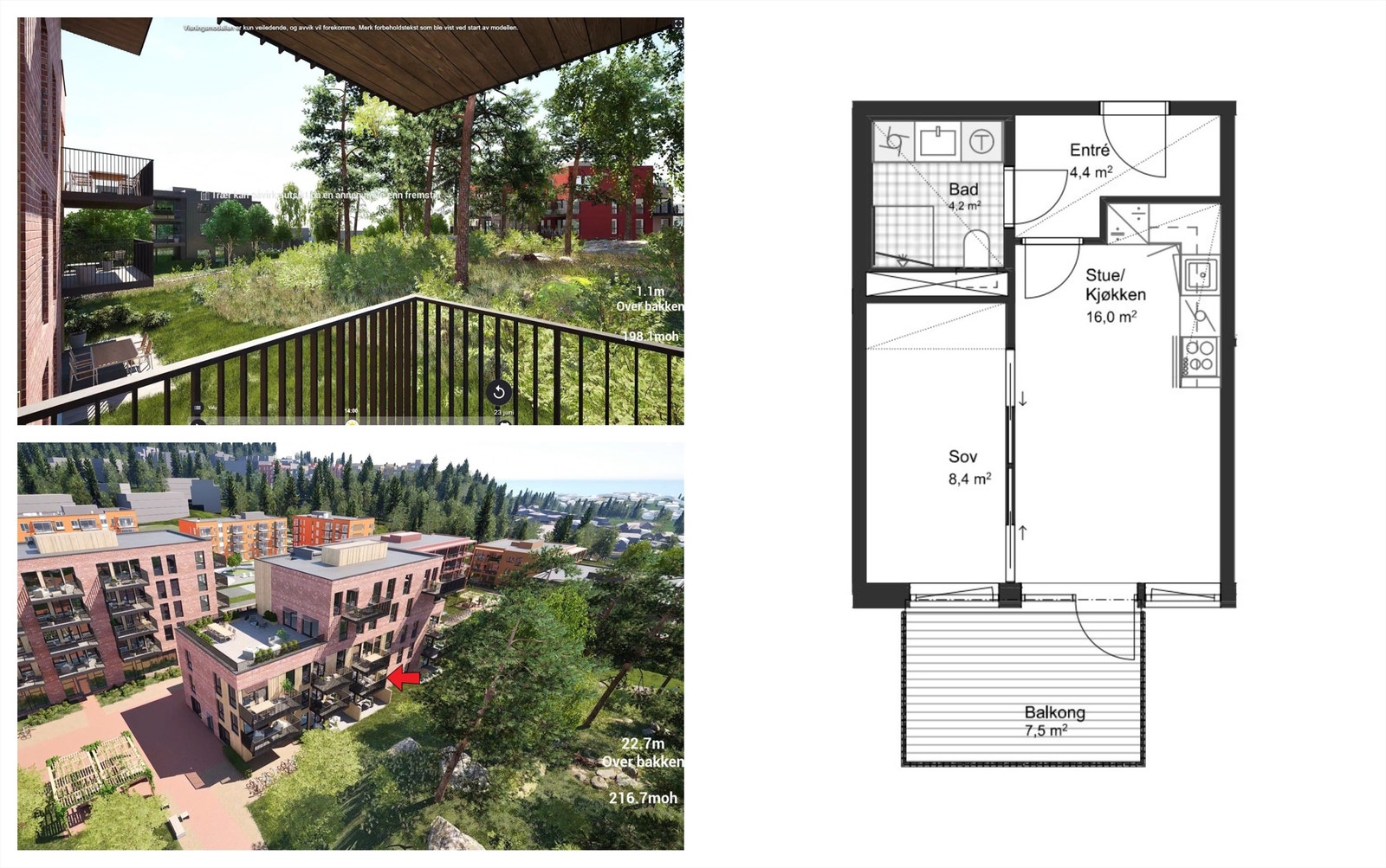 Videresalg av leilighet | Ny, lekker 2-roms selveier med vestvendt balkong. Selvaag Plussbolig®. Lav dok.avg. Galleribilde
