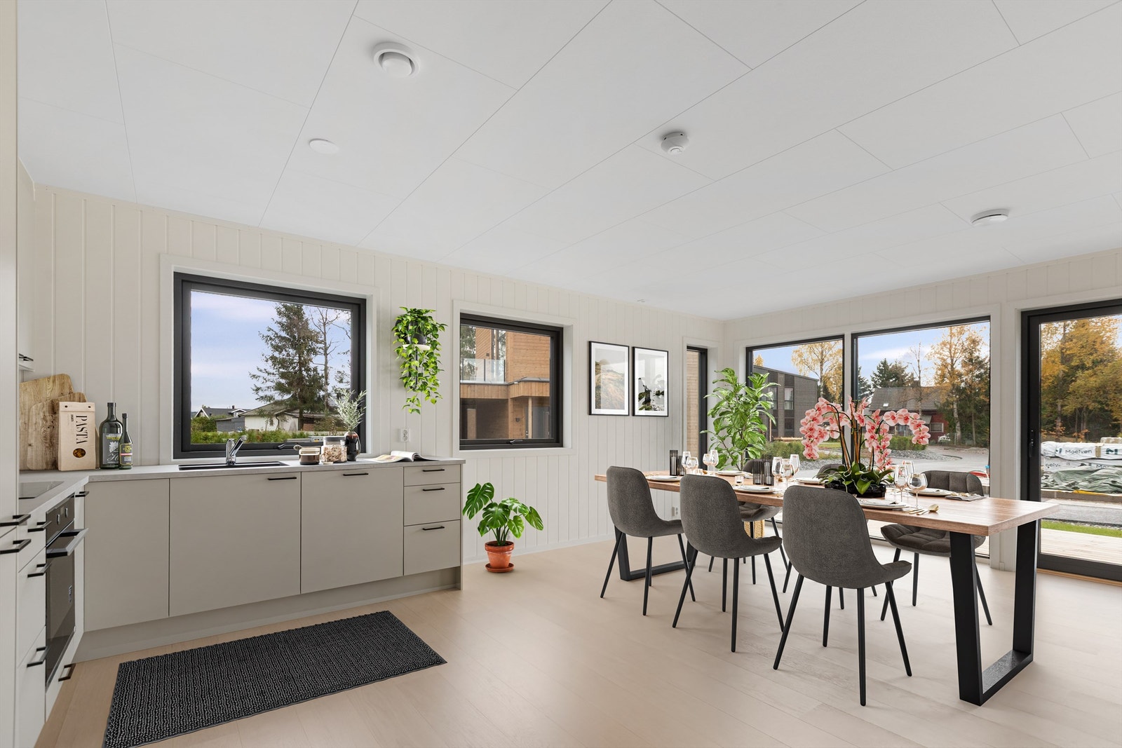 Kjøkken med åpen løsning mot stue (digitalt stylet) Galleribilde