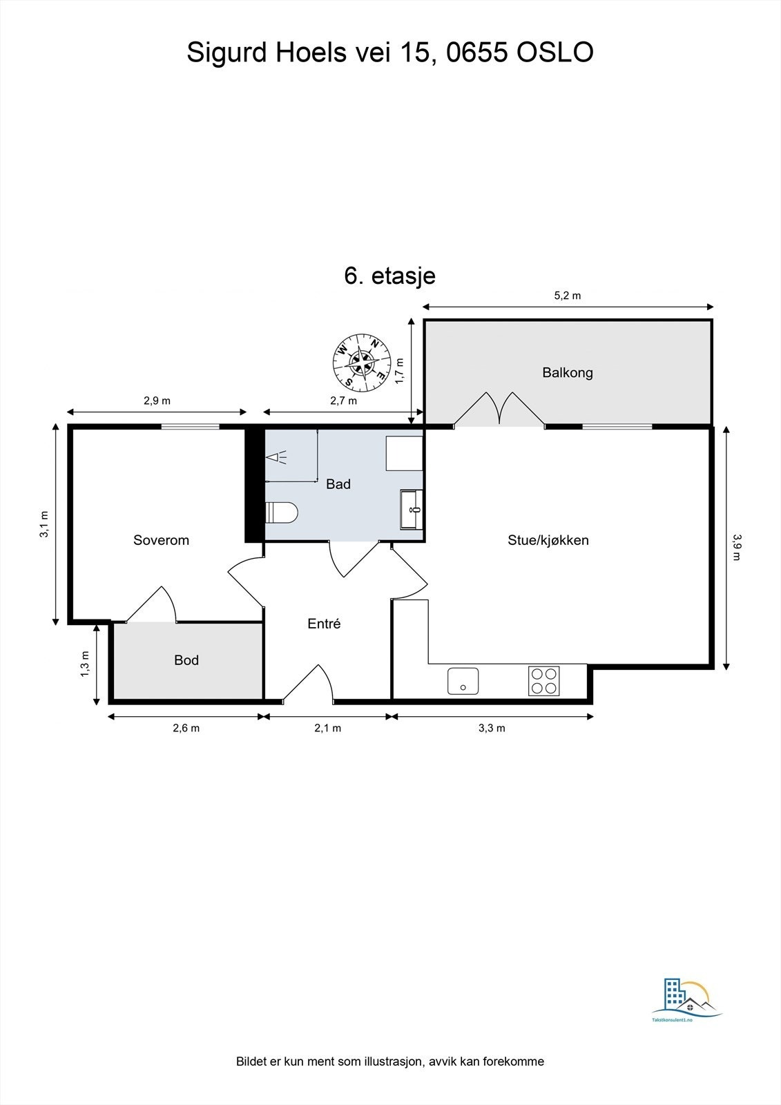 Plantegning. Boligen er 47 kvm BRA-i og disponerer i tillegg en kjellerbod på ca. 5 kvm. Galleribilde