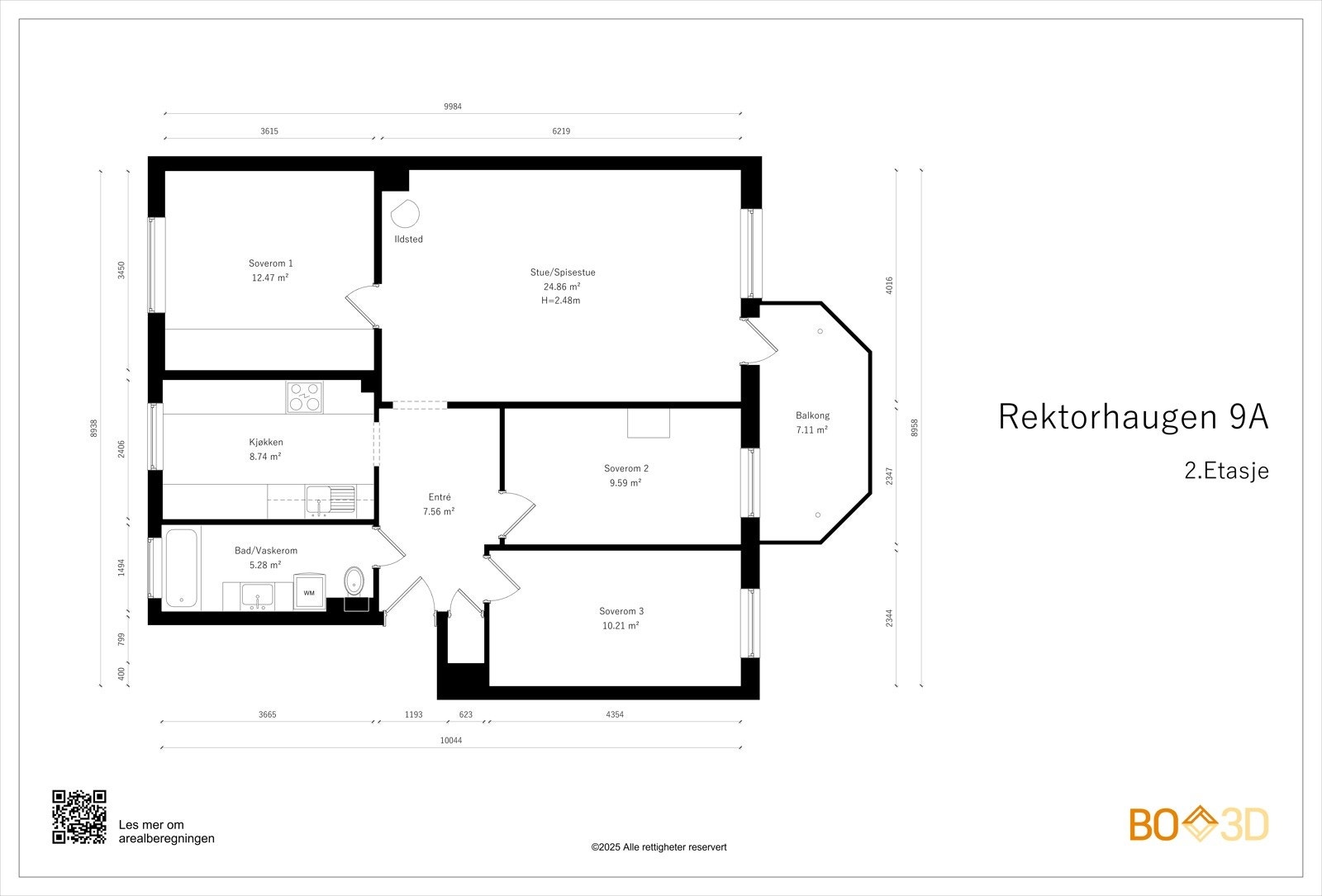 Boligen ligger i 2.etasje og består av entré med kott, stue med utgang til balkong, kjøkken, 3 soverom og bad/wc. I tillegg disponerer boligen 21 kvm bodplass (gulvflate). Galleribilde