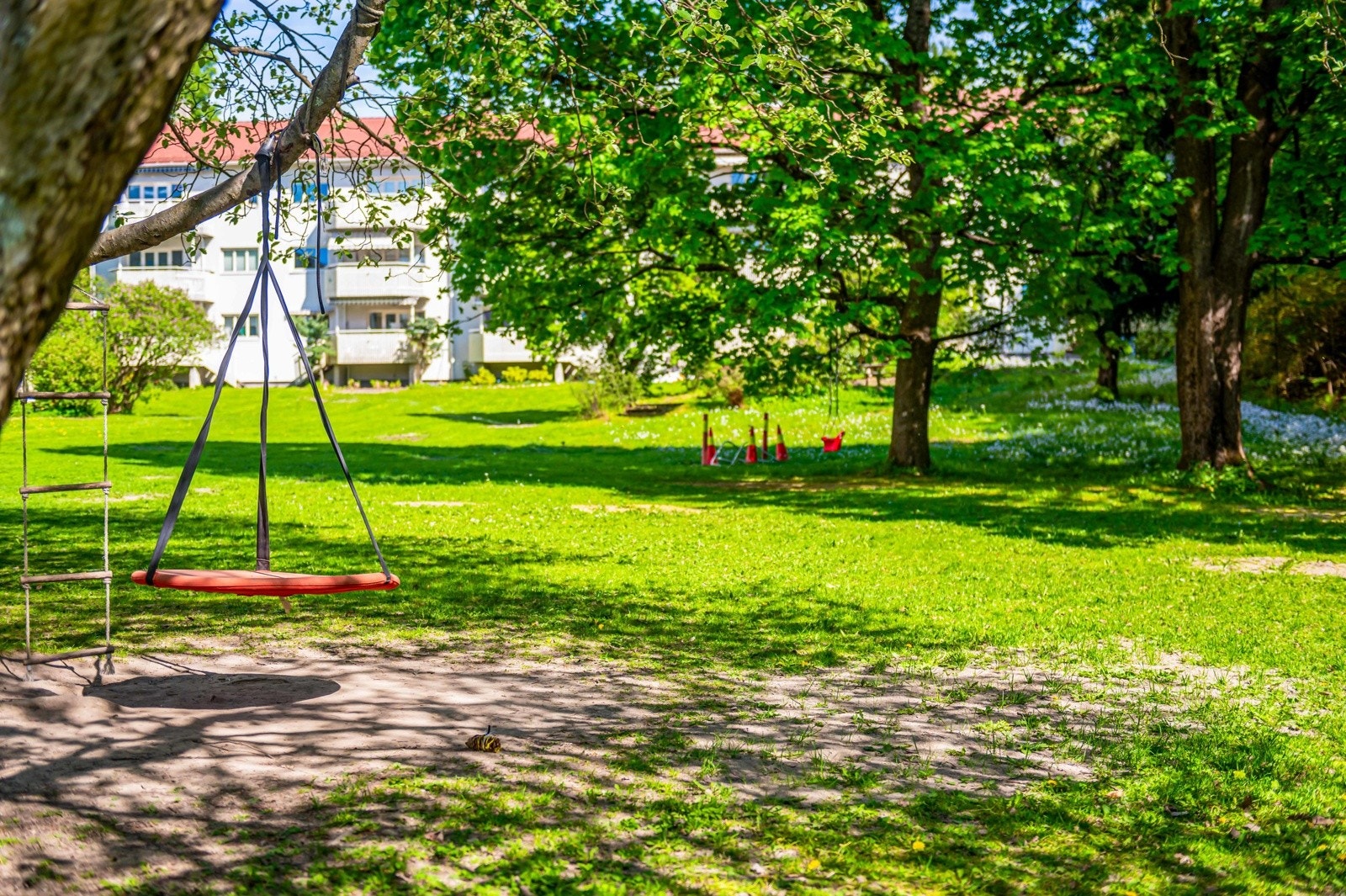 Borettslagets hage på sommerstid. Galleribilde
