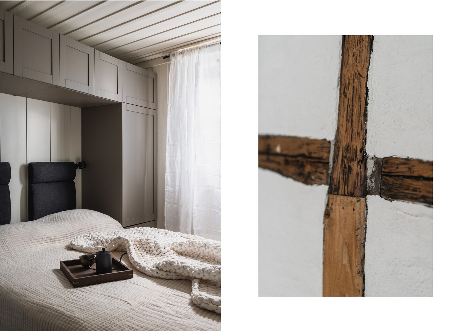 De originale tømmerveggskonstruksjonene er bevart og gir rommene en unik karakter. Galleribilde