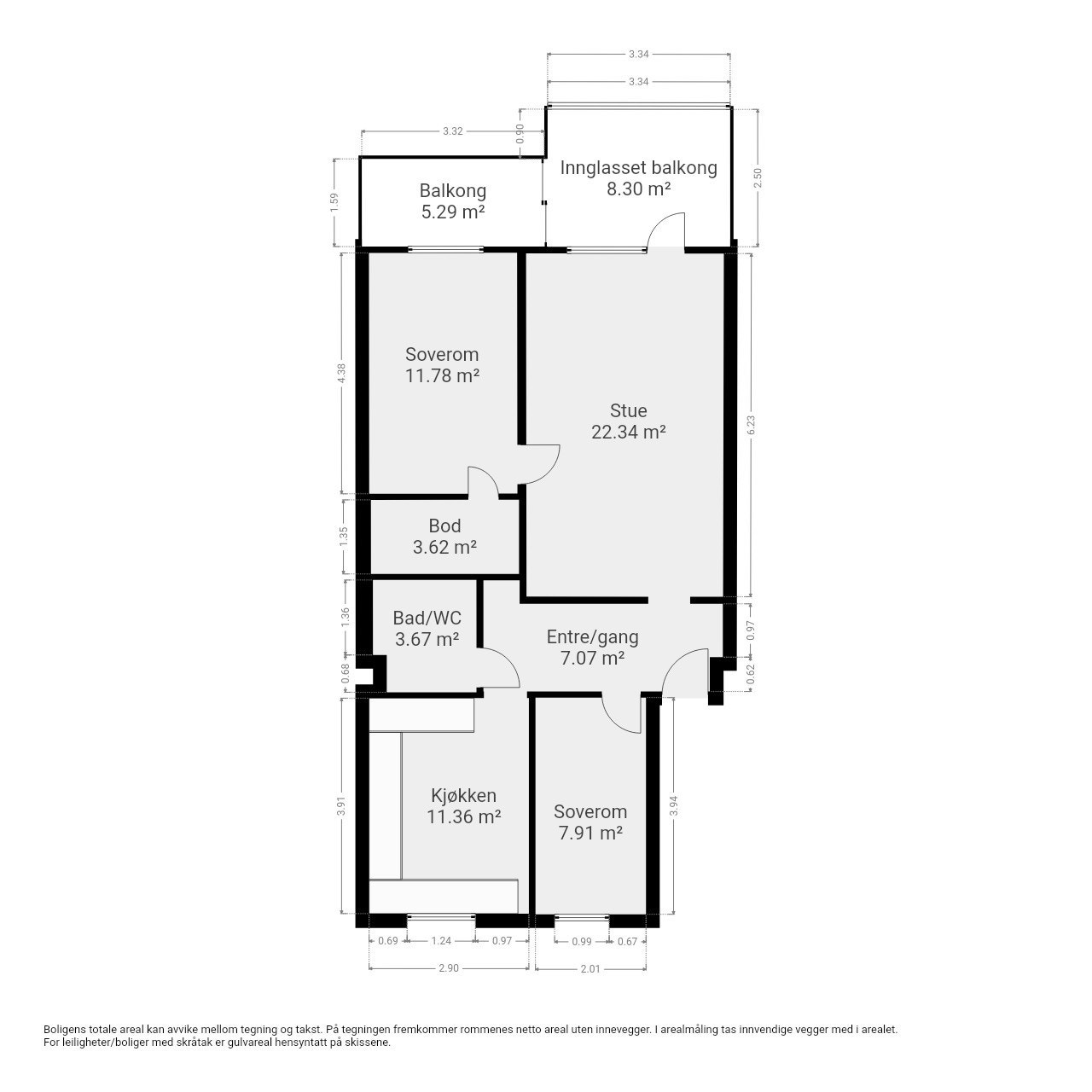 Plantegning. I tillegg medfølger det to kjellerboder og en loftsbod. Galleribilde