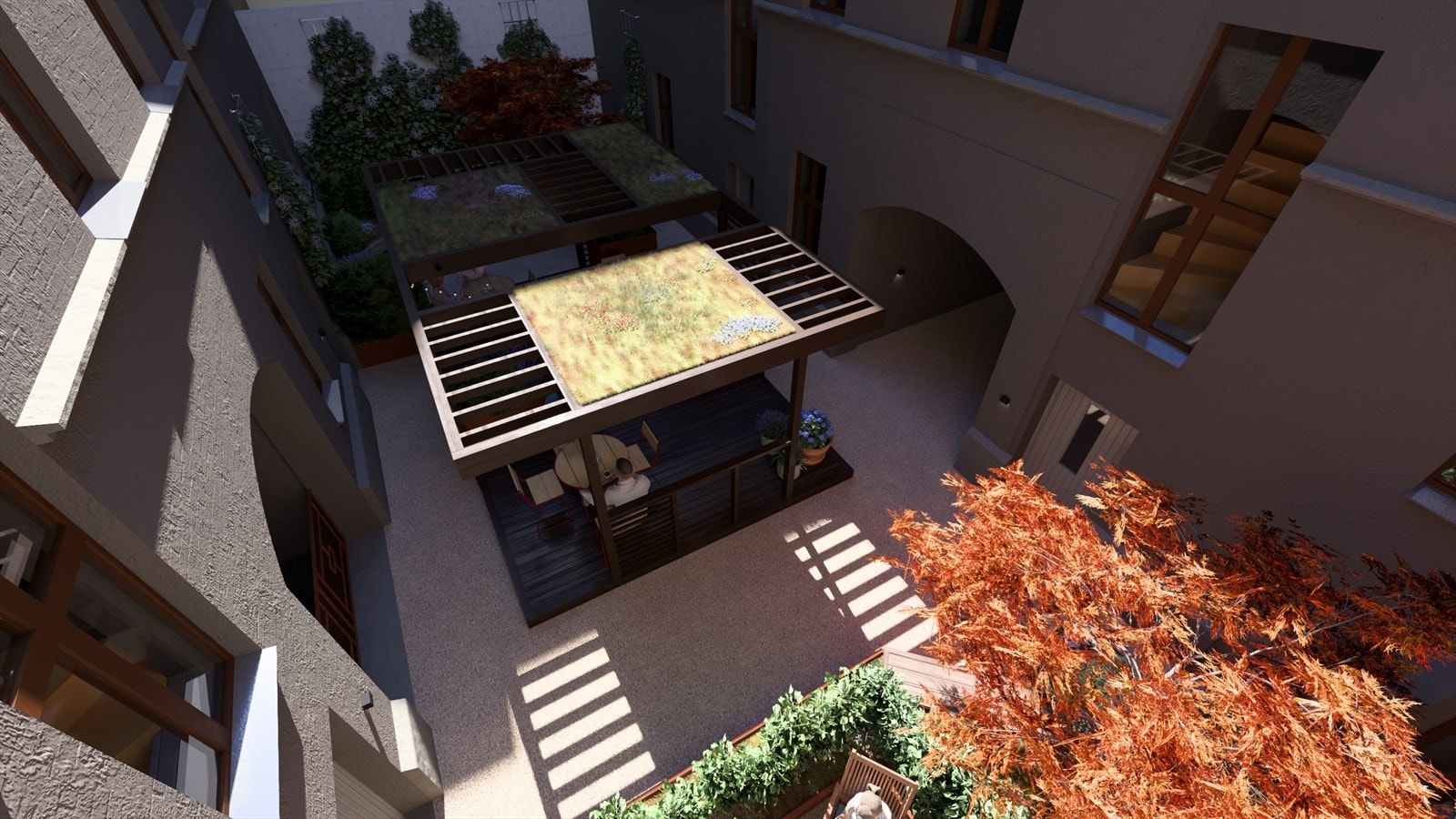 Illustrasjon av bakgården etter at prosjektet er ferdigstilt. Galleribilde