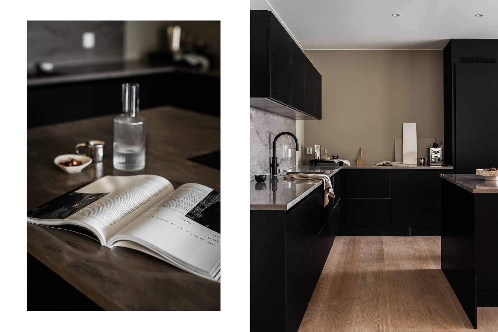 Benkeplaten er helstøpt i Corian med integrert kum, noe som gir et sømløst uttrykk. Galleribilde