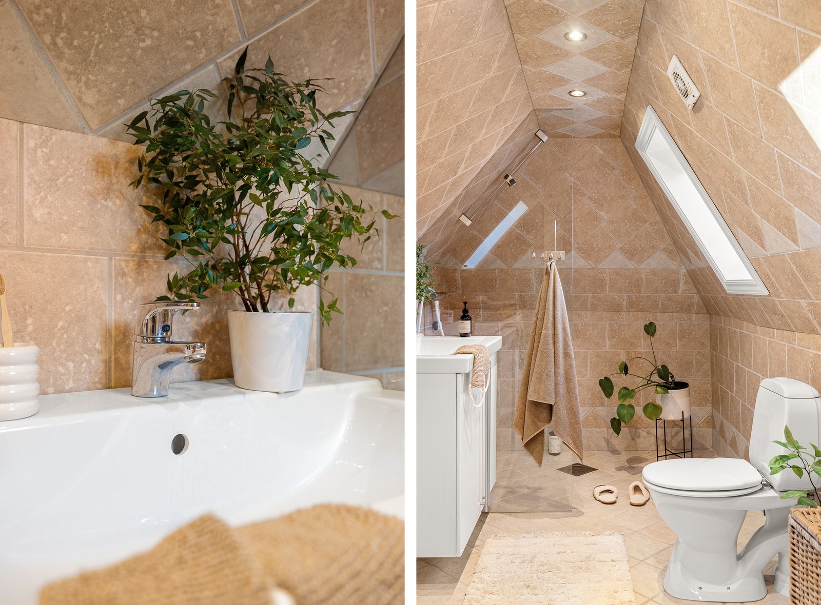 Badet er antatt oppusset i ca. 2007, og er innredet med vegghengt toalett, dusj med glassvegg og baderomsinnredning. Galleribilde