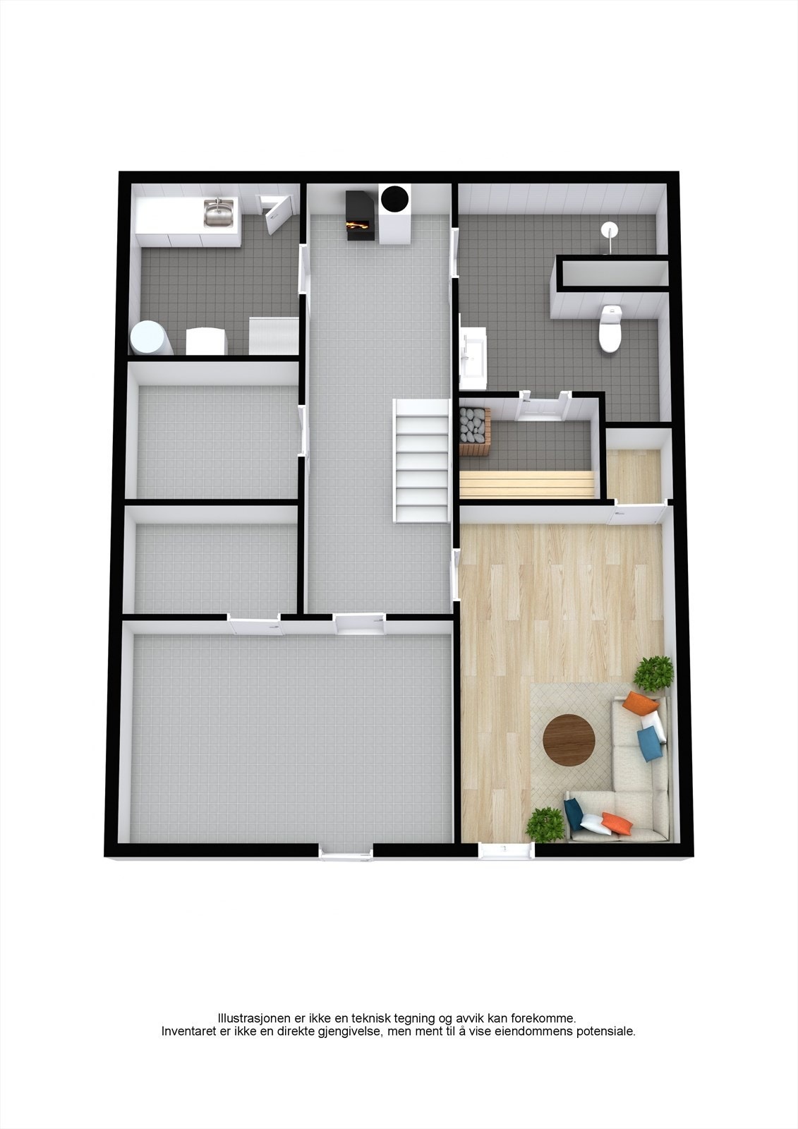 Plantegning underetasje. Galleribilde