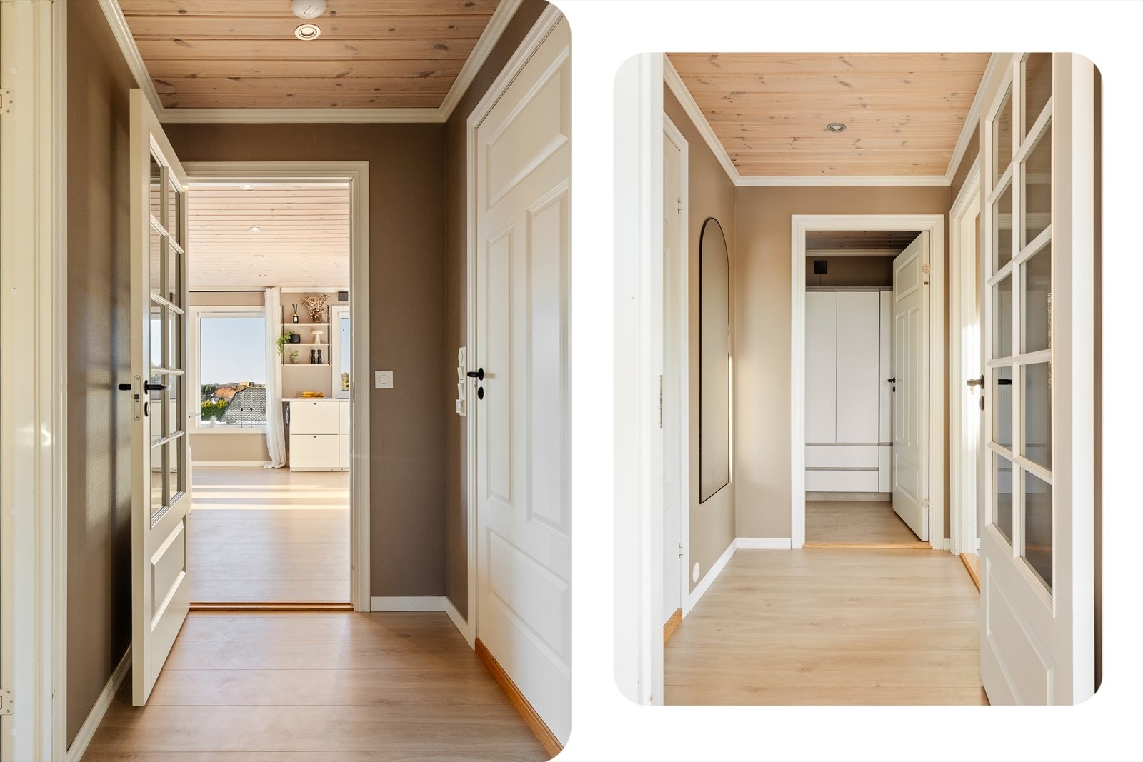 Integrerte spotter i tak gjennomgående i boligen. Galleribilde