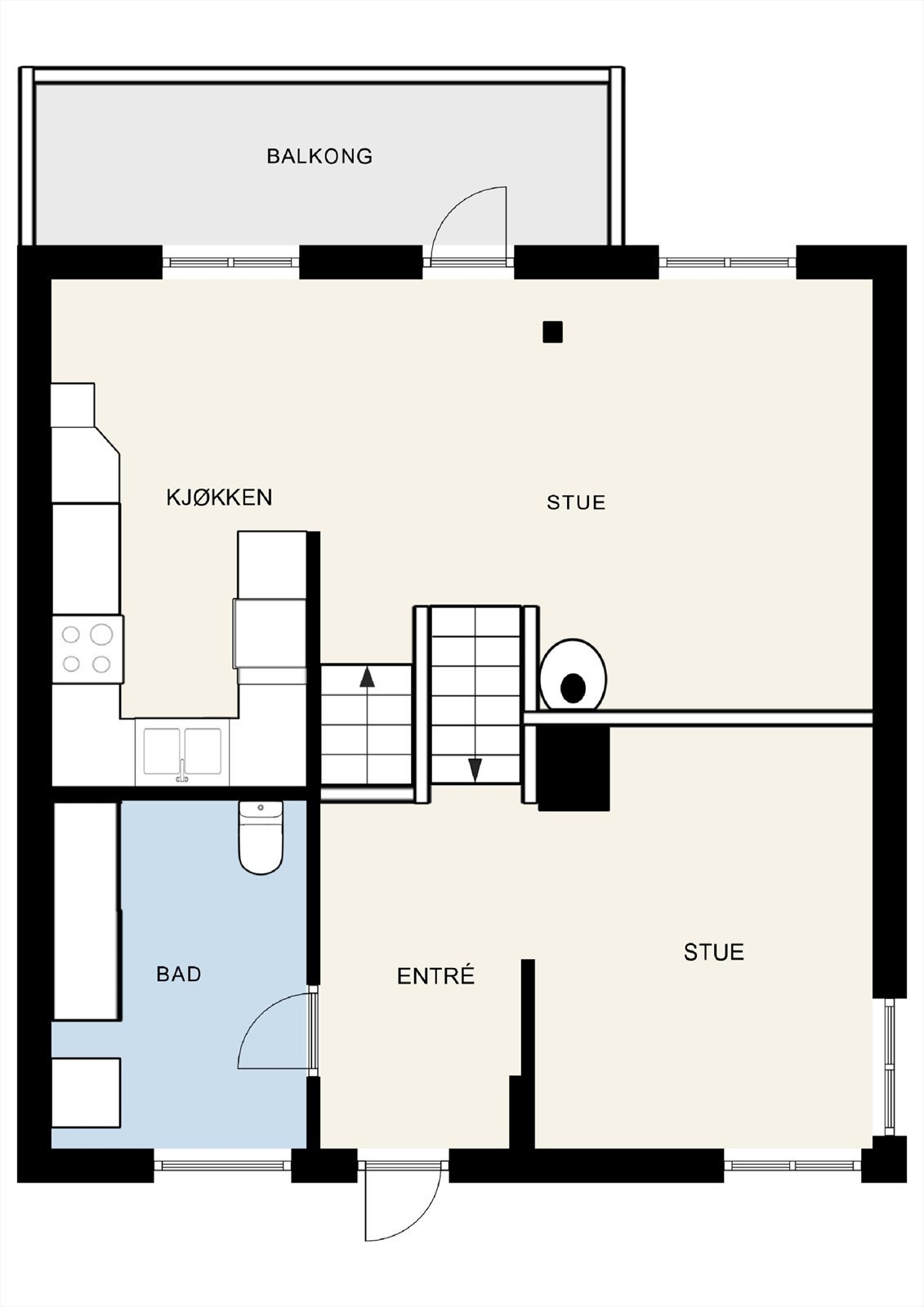 Plantegning av boligens to øvre halvetasjer. Galleribilde
