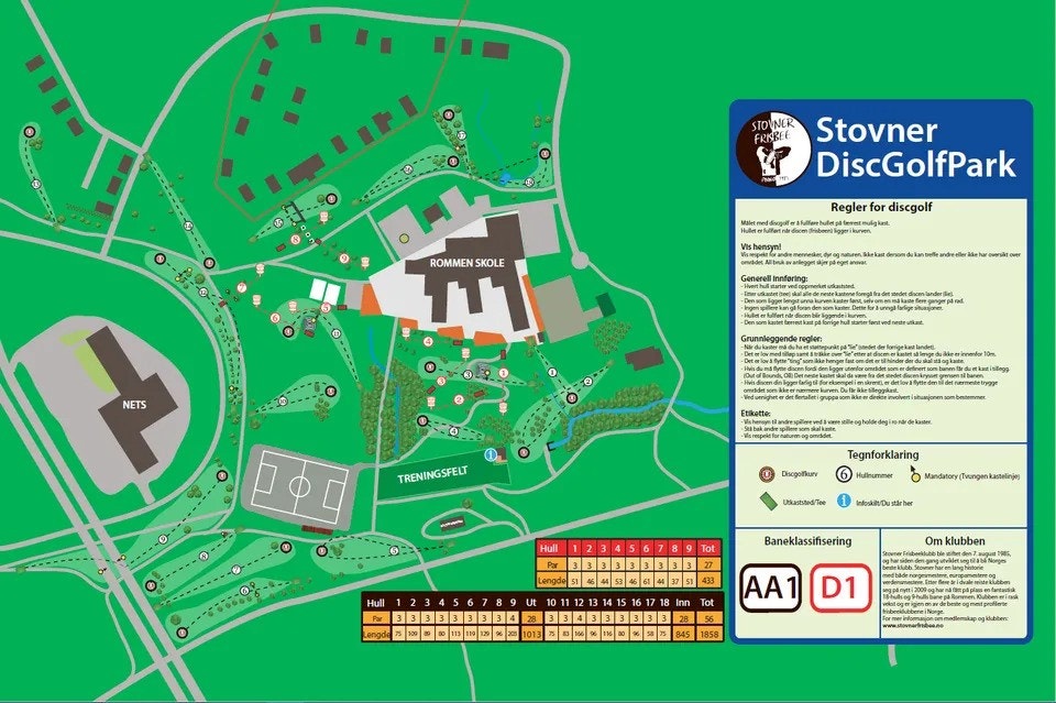 Populære Stovner DiscGolfPark for de som elsker å spille golf. Galleribilde
