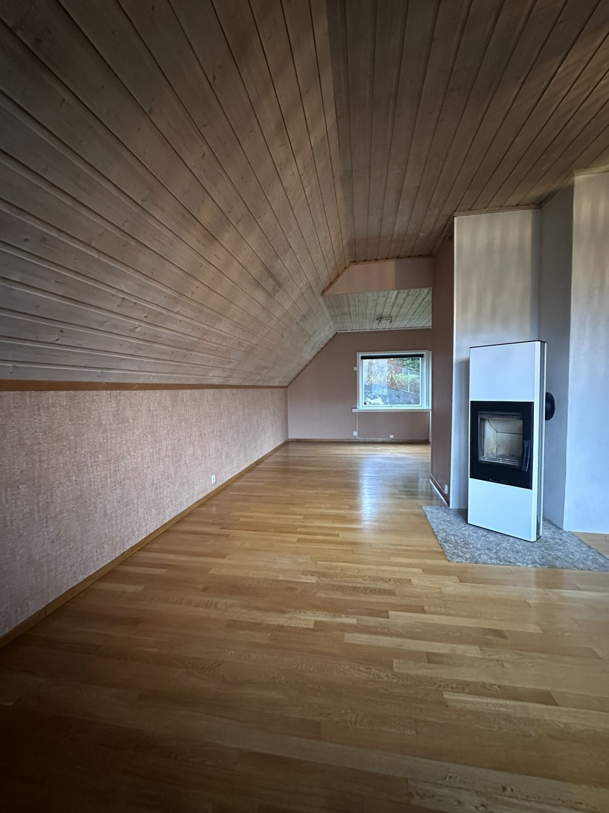 Stuen er romslig og har god plass til sofagruppe og spisebord Galleribilde