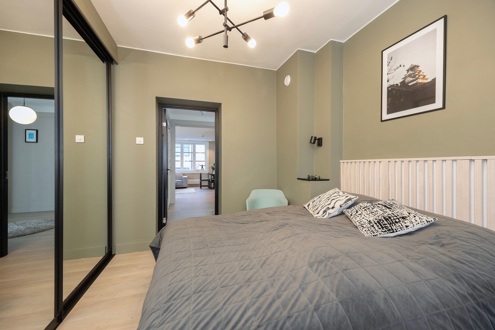 Her har du et stort soverom med stort og god plass til skyvedørsgarderobe. Galleribilde