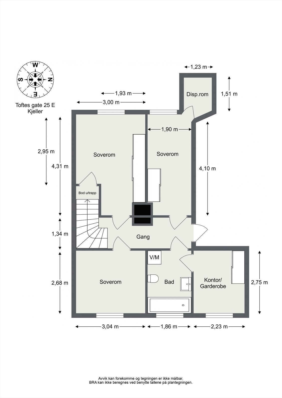 Plantegning underetasje. Avvik kan forekomme. Galleribilde