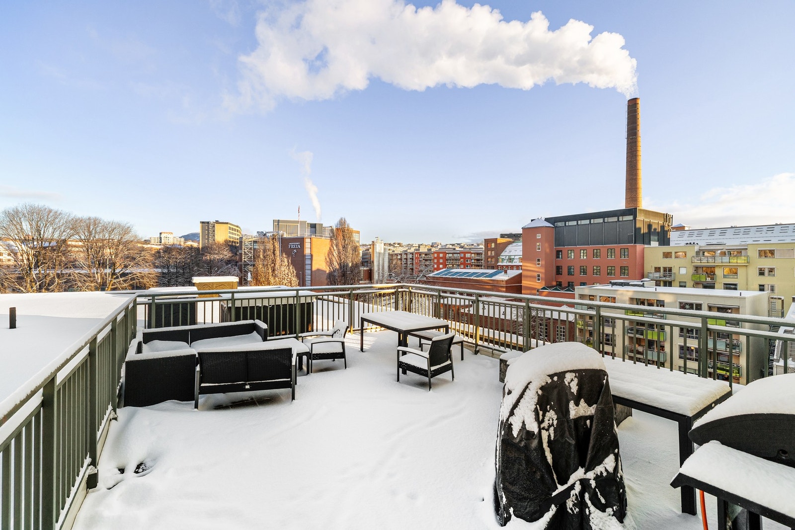 Felles takterrasse til disposisjon for beboere. Galleribilde