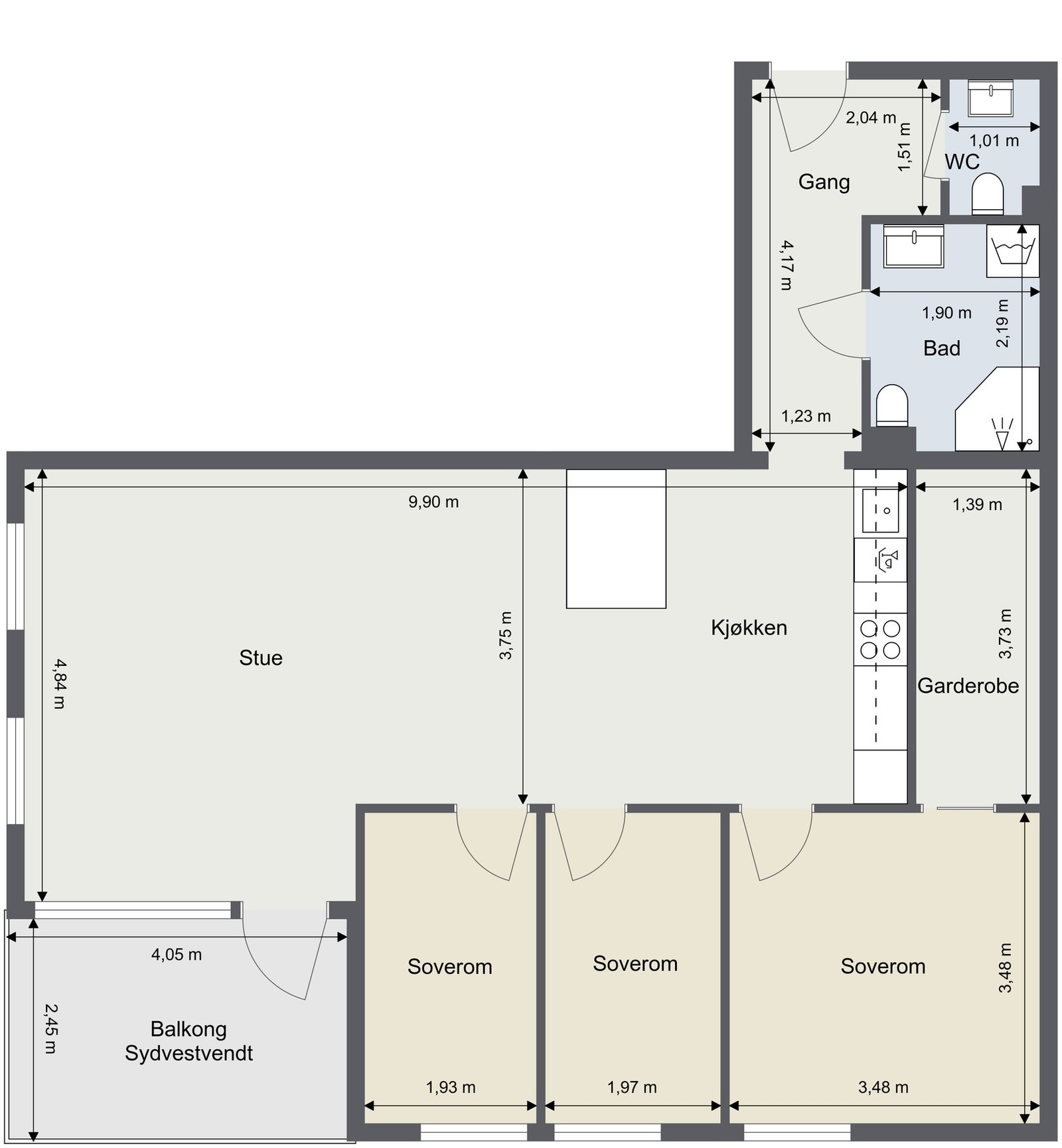 Plantegning. Skissen ikke målbar og er kun ment til illustrasjon. Galleribilde