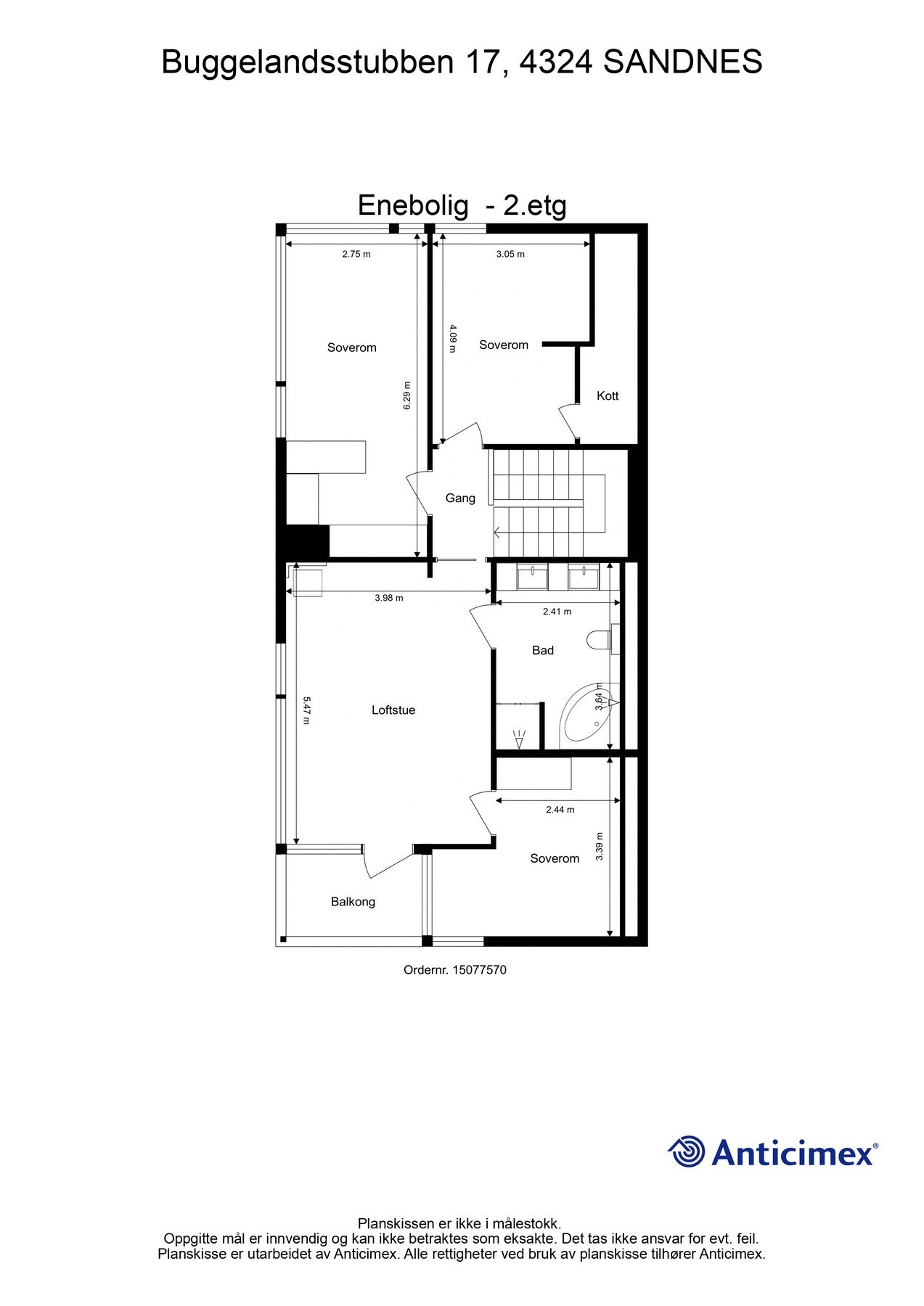 Plantegning 2.etg. - Kan avvike fra de faktiske forhold Galleribilde