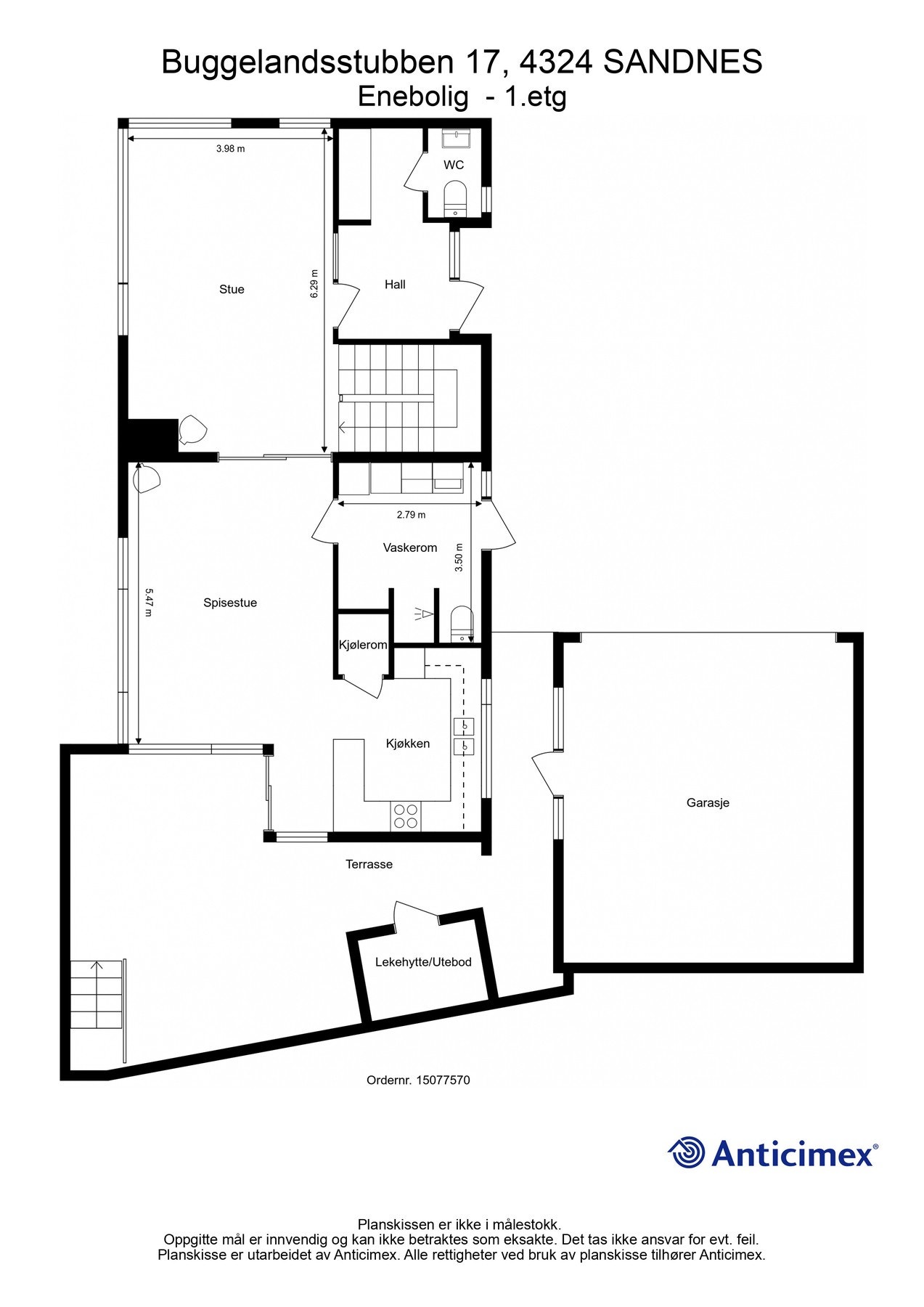 Plantegning 1.etg. - Kan avvike fra de faktiske forhold Galleribilde