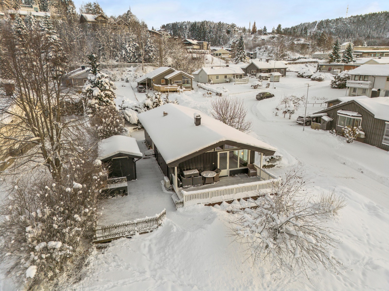 Terrassen måler 83 kvm. Galleribilde