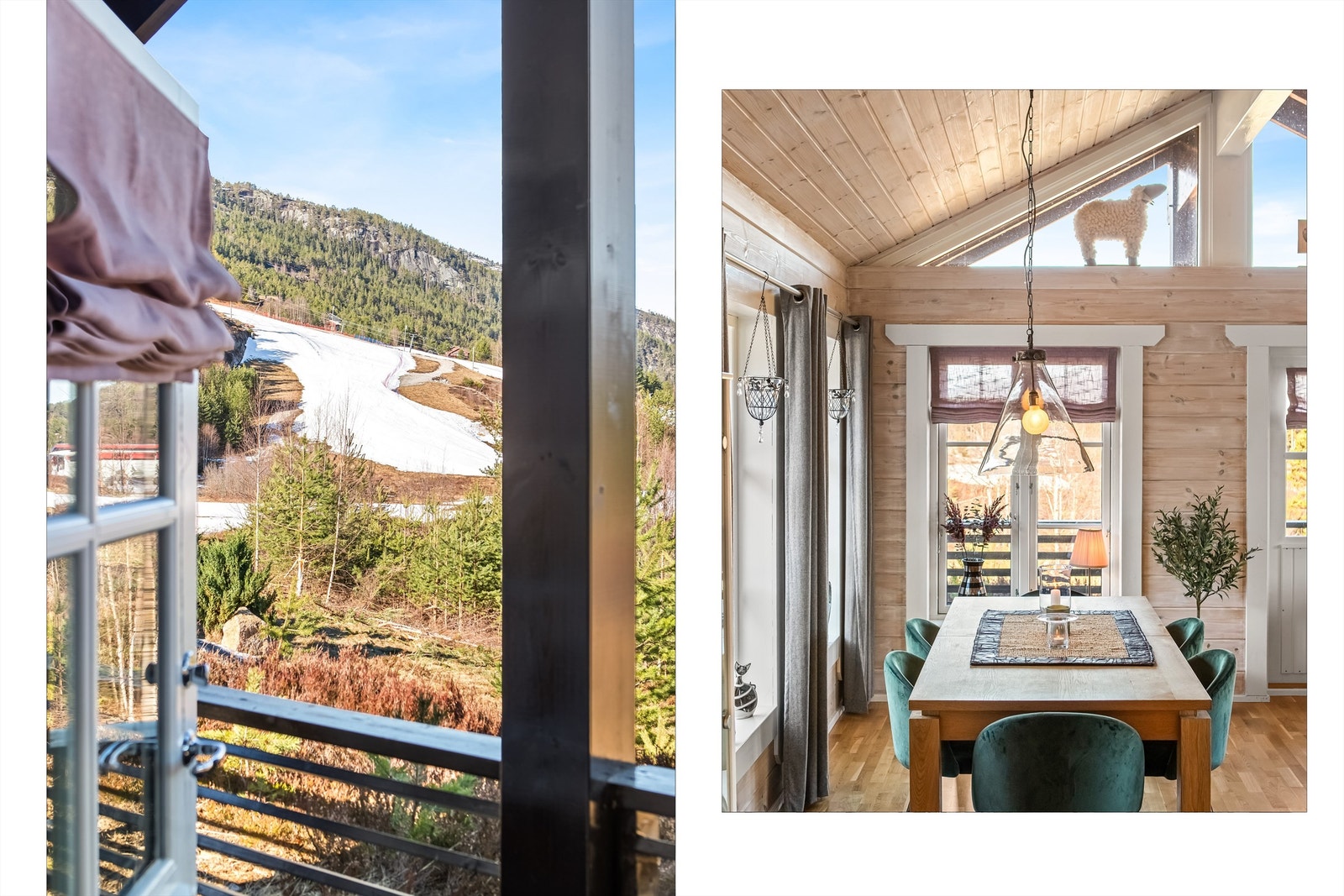 Flott utsikt til fjell og alpinanlegget Galleribilde