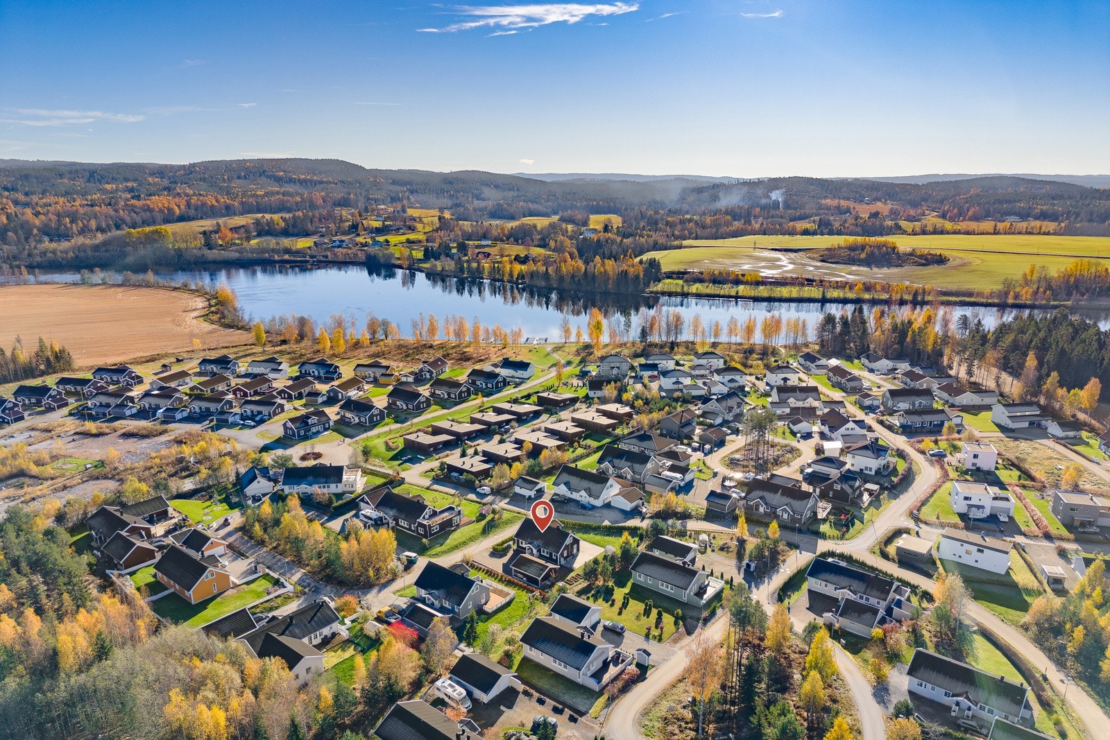 Dronebilde over nærområdet. Galleribilde