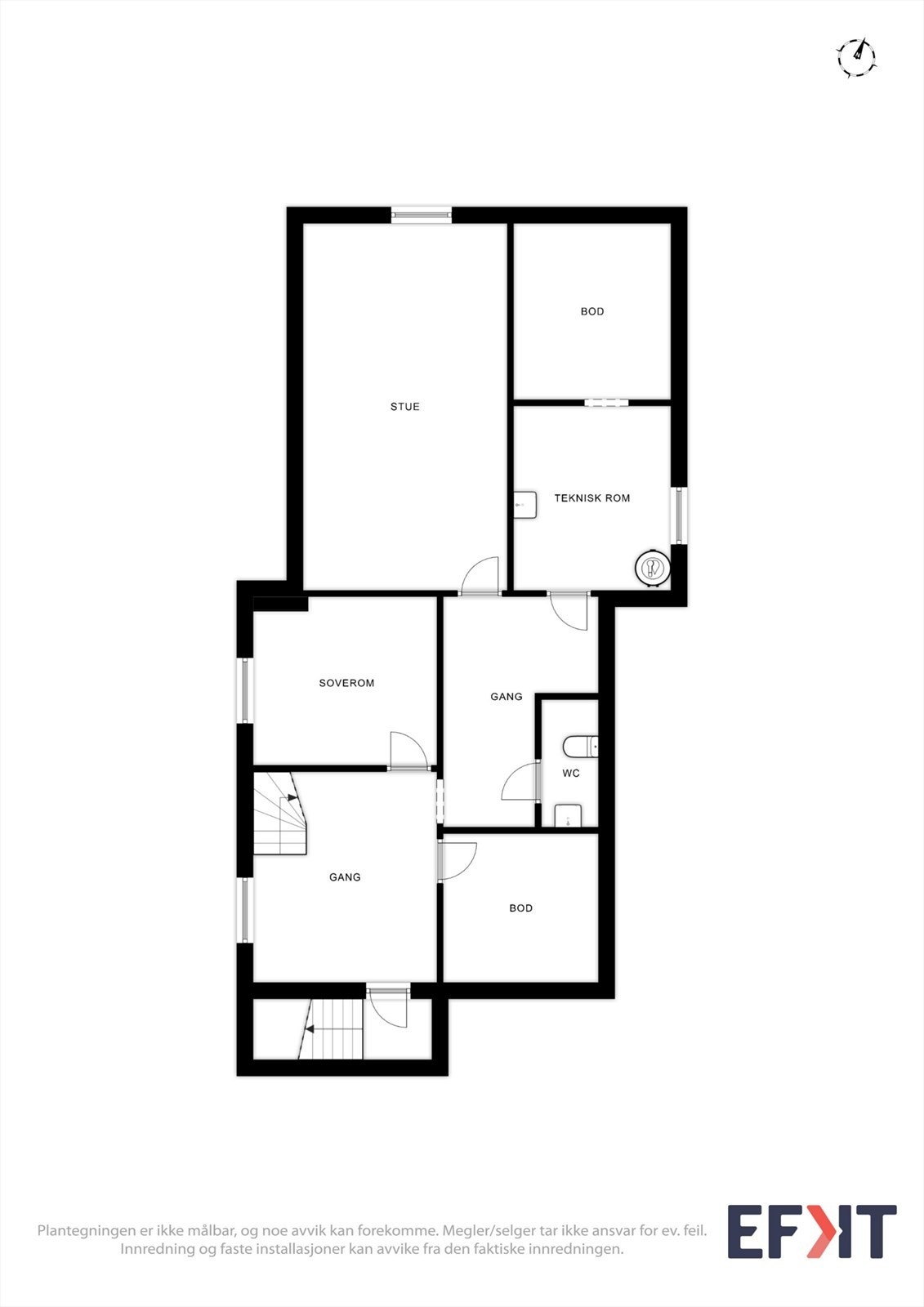 Kjelleretasjen inneholder blant annet stue, soverom/innredet rom, WC og boder. Galleribilde