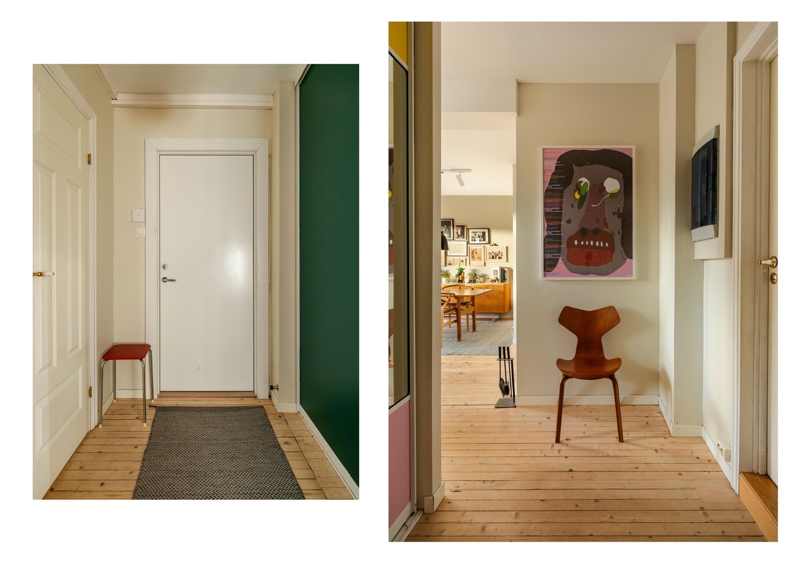 Nå er vi ute i entréen. Eller gangen som vi sier her på Frysja. Galleribilde