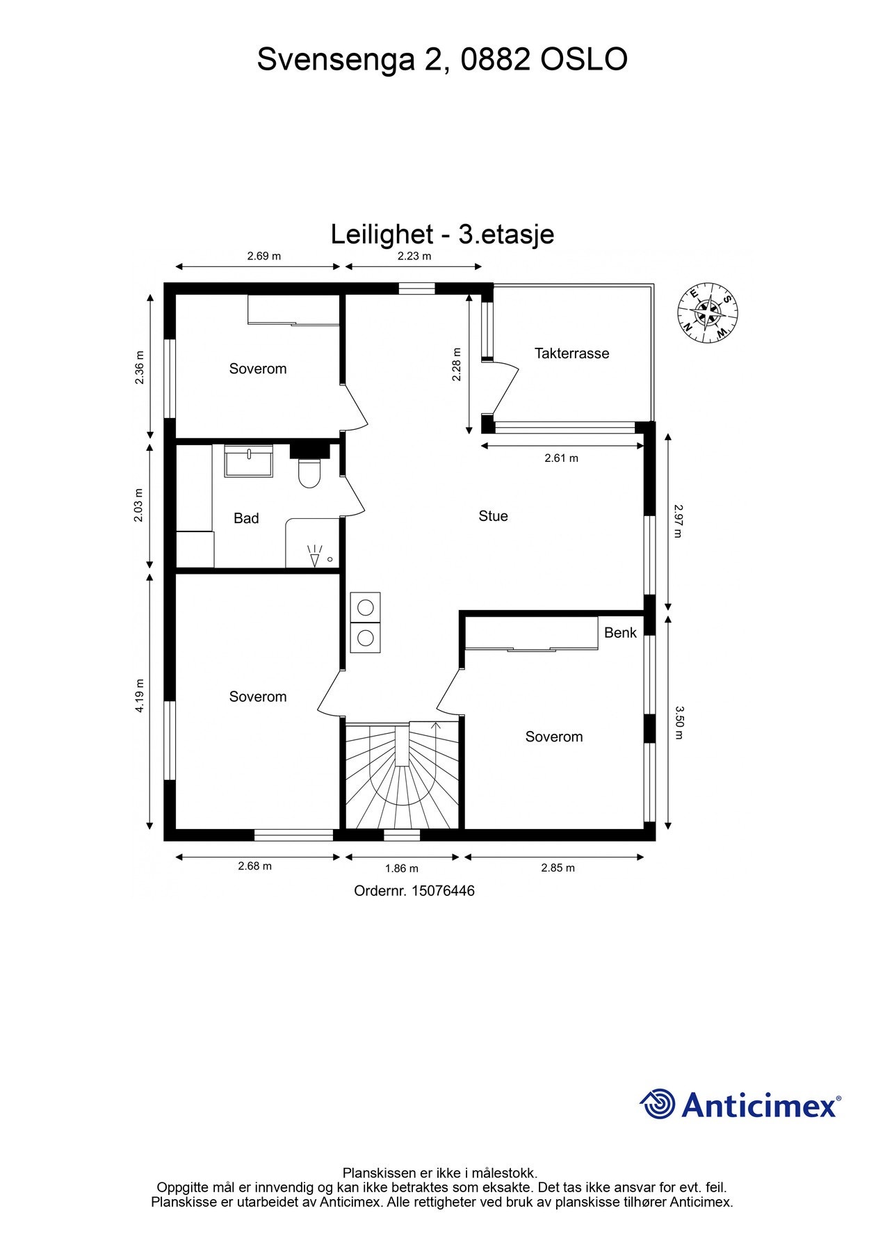 Plantegning øverste etasje. Galleribilde