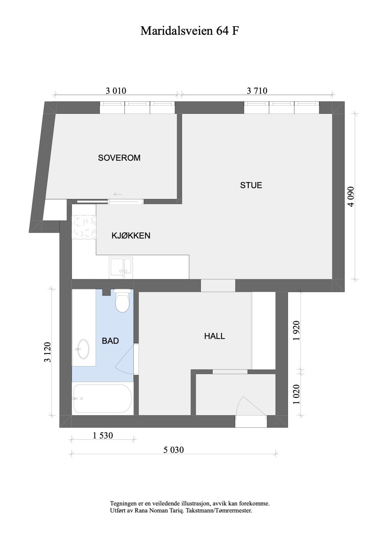 Målsatt plantegning. Galleribilde