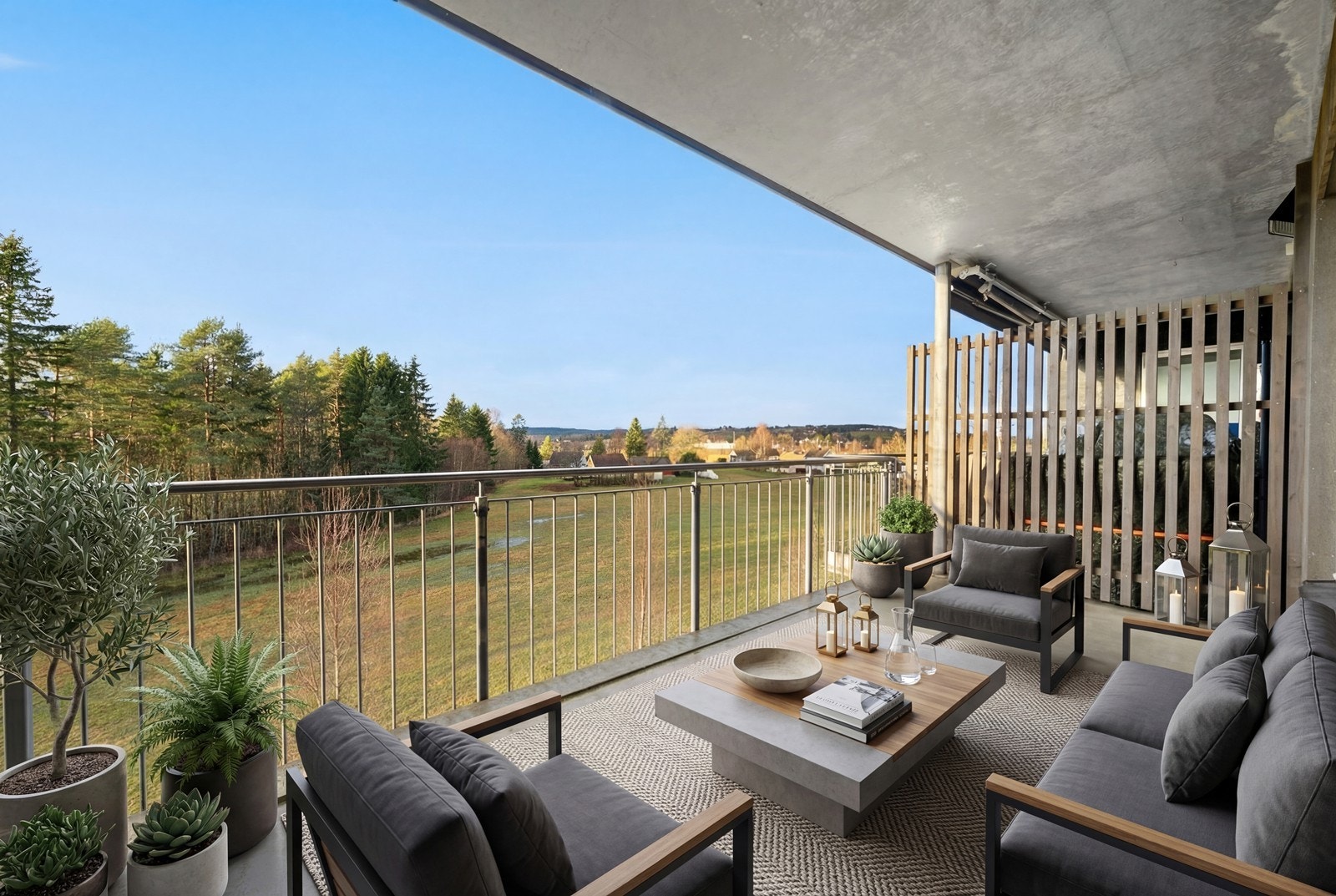 Stor balkong med gode solforhold Galleribilde