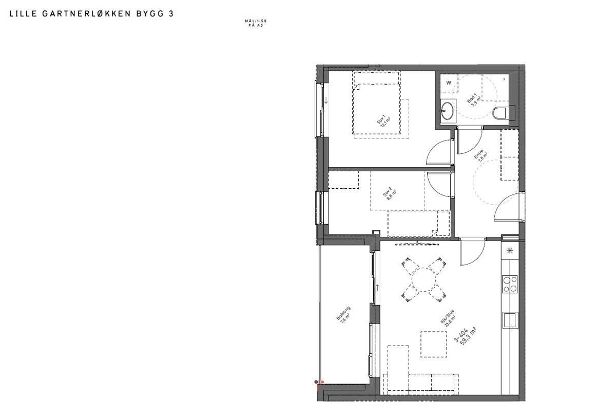 - Boligens planløsning og utformin B3-404 - Galleribilde