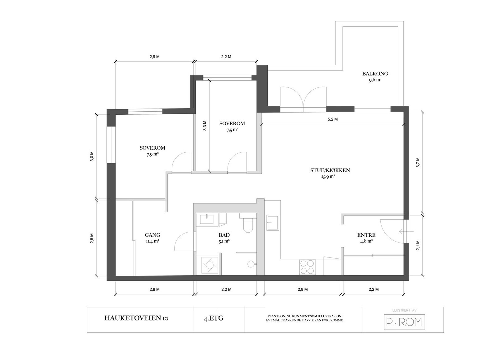 Kvadratisk og perfekt planløsning. Galleribilde