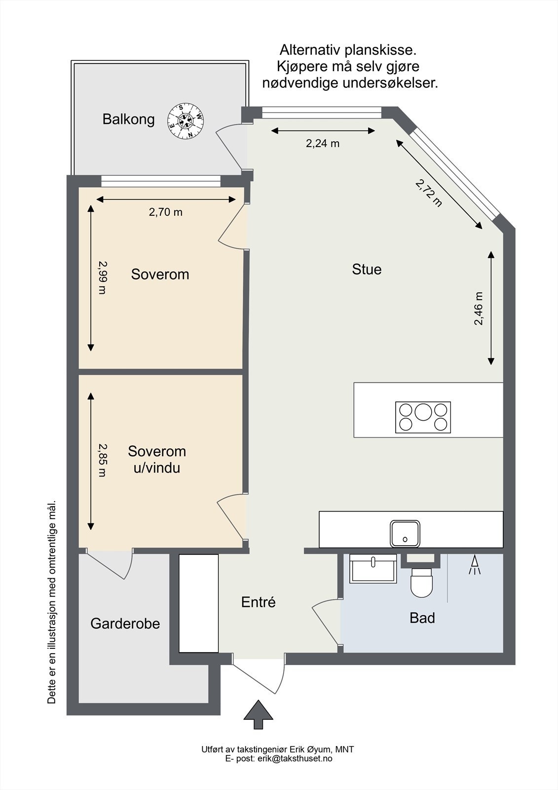 Alternativ plantegning med mulighet for 2 soverom Galleribilde