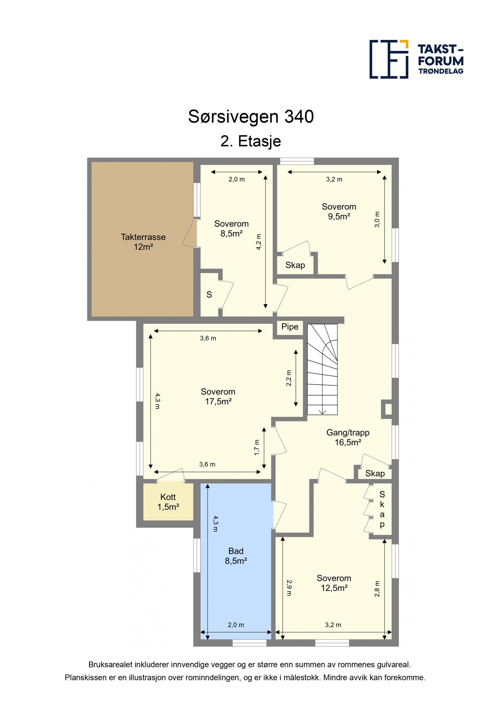 Sørsivegen 340 - Planskisse 2. Etasje Galleribilde