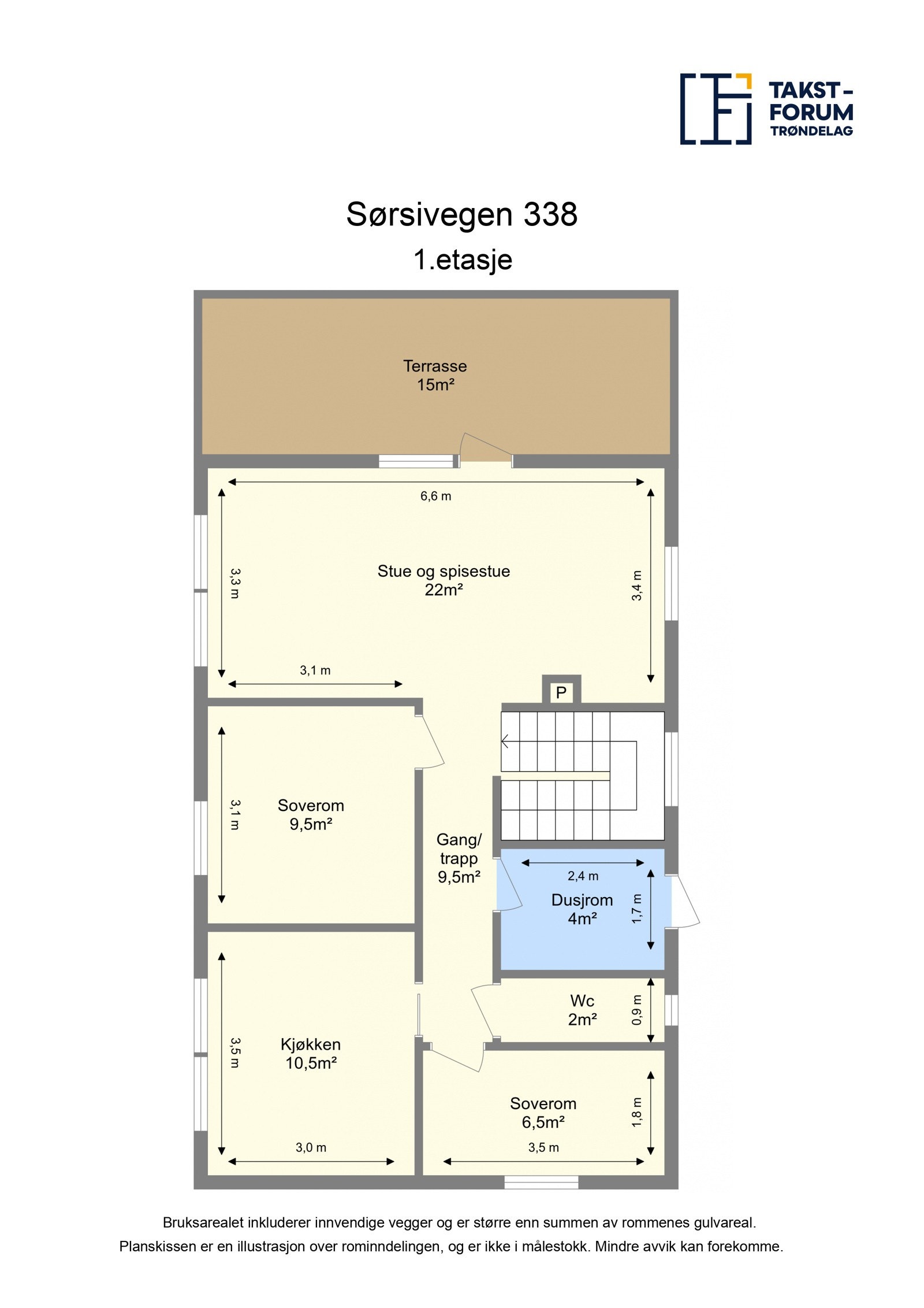 Sørsivegen 338 - Planskisse 1.etasje Galleribilde