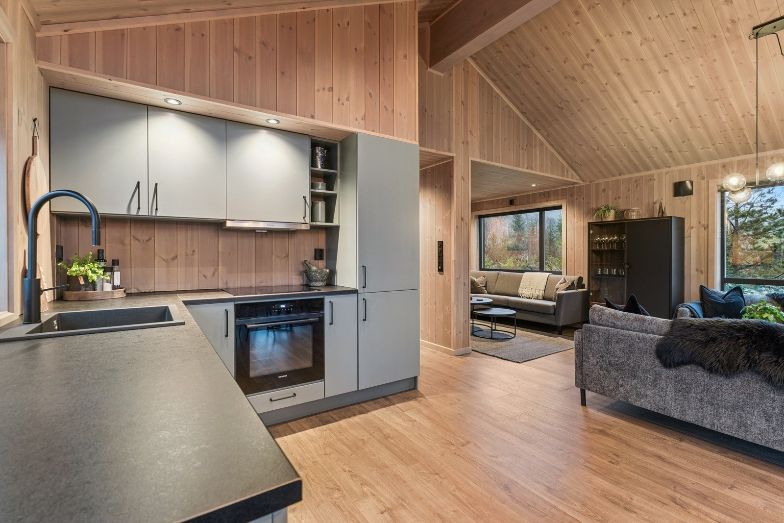 Frå kjøkken mot gang og TV-stove. Galleribilde