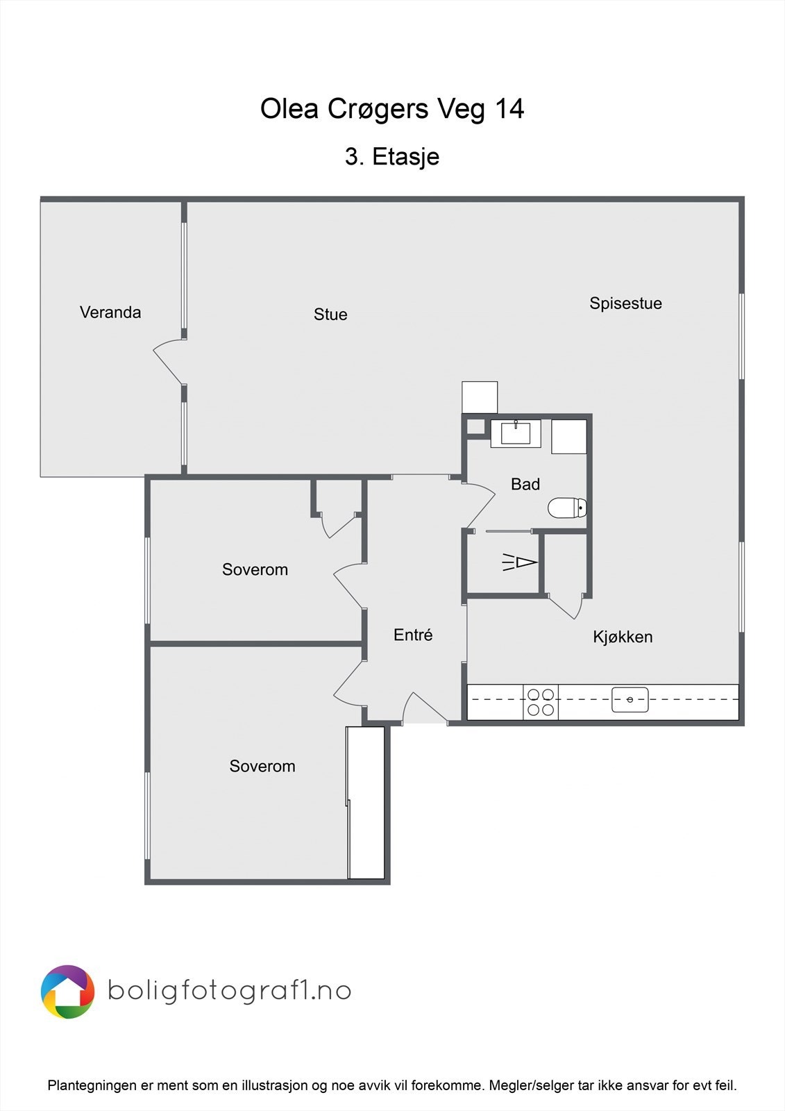 Plantegning - Spisestue kan tilbakeføres til soverom nr 3 Galleribilde