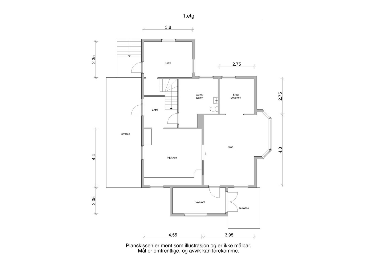 Plantegning 1.etg Galleribilde