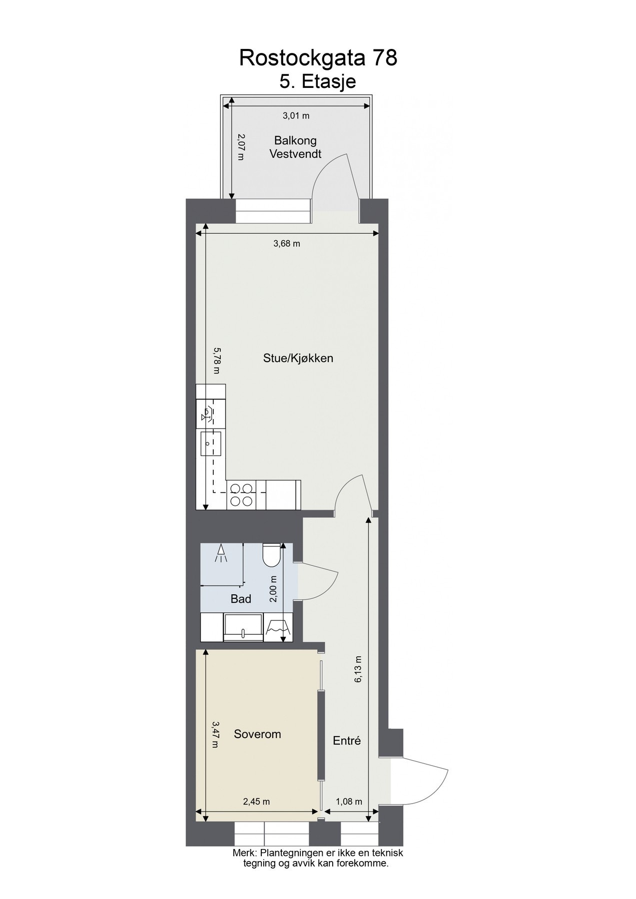 Plantegning - Leiligheten ligger i 5. etasje. Galleribilde