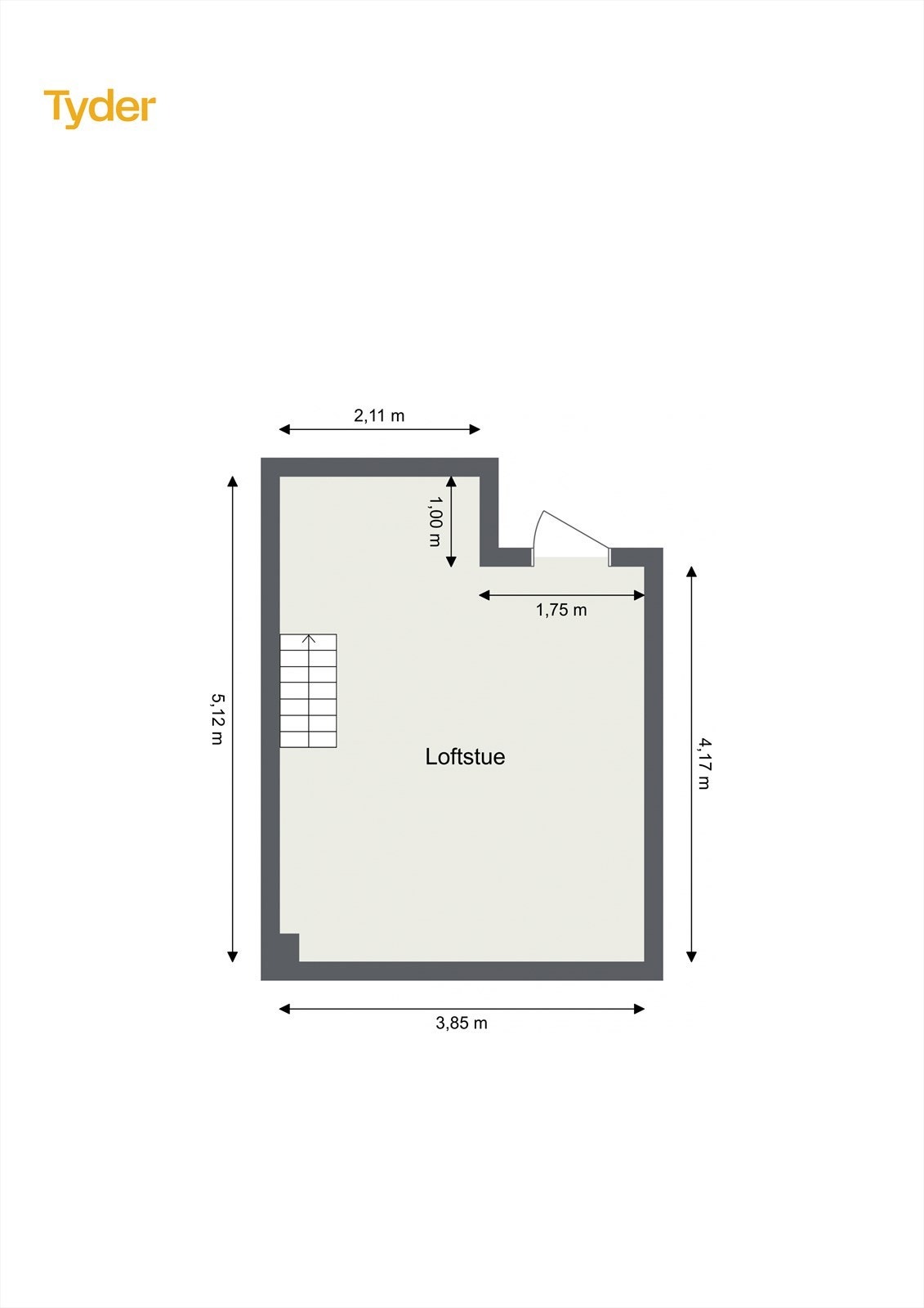 Plantegning 4. etasje sekundær del som i dag leies ut. (ikke godkjent hybel) Galleribilde
