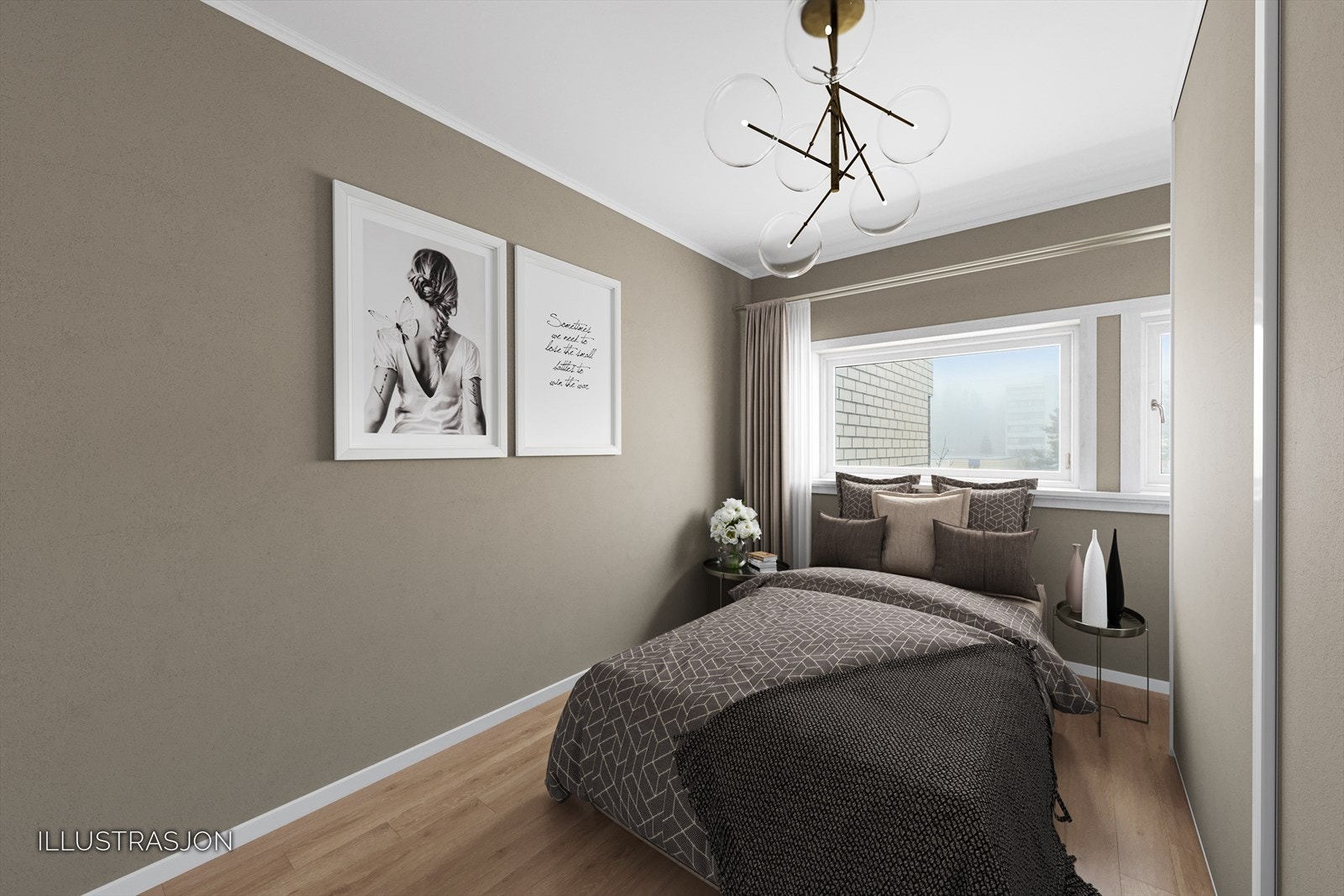 Illustrasjonsbilde av hovedsoverom. Galleribilde