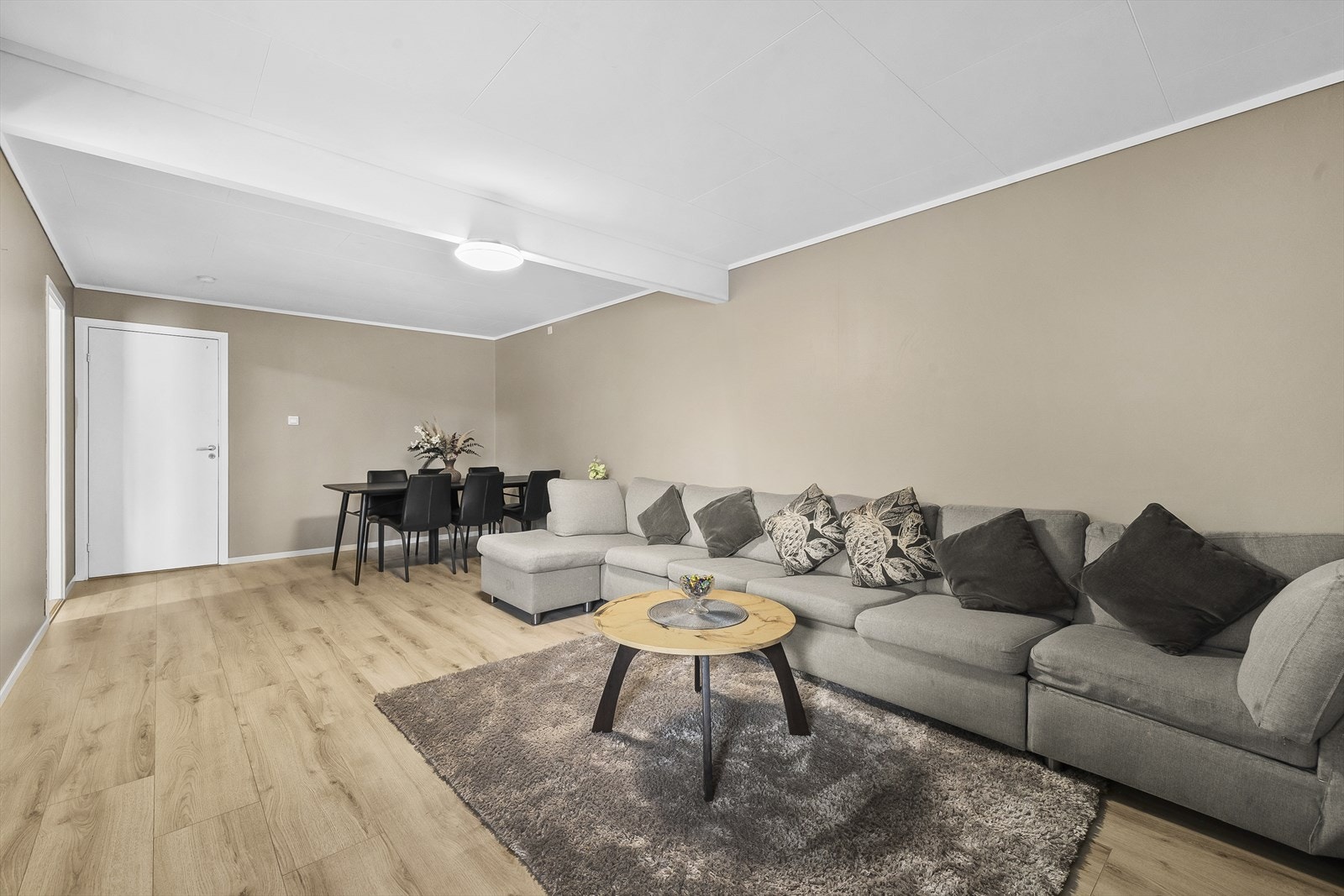 Det er god plass til stor sofagruppe og langbord Galleribilde
